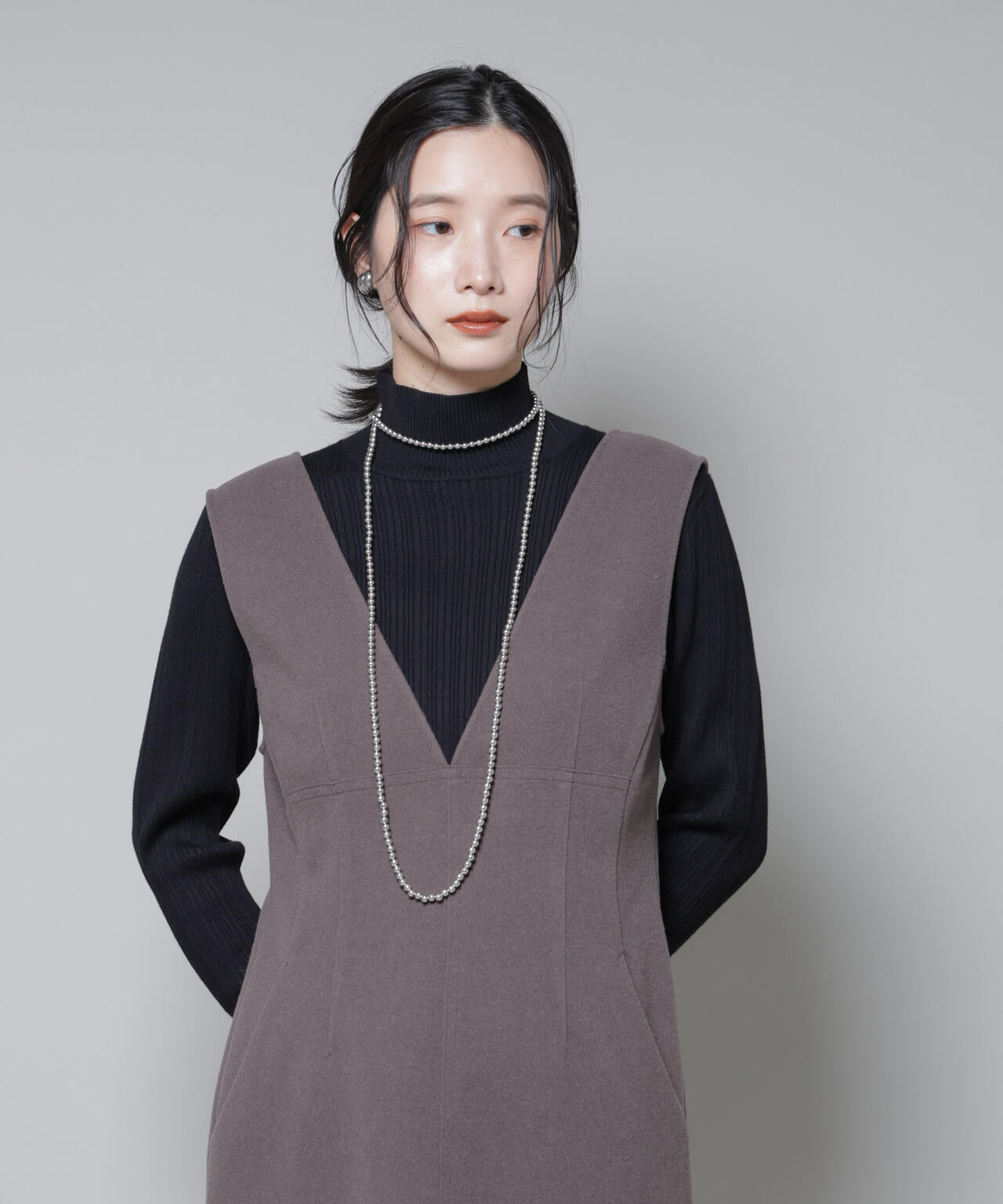 ホホバオイル加工ランダムリブタートルニット