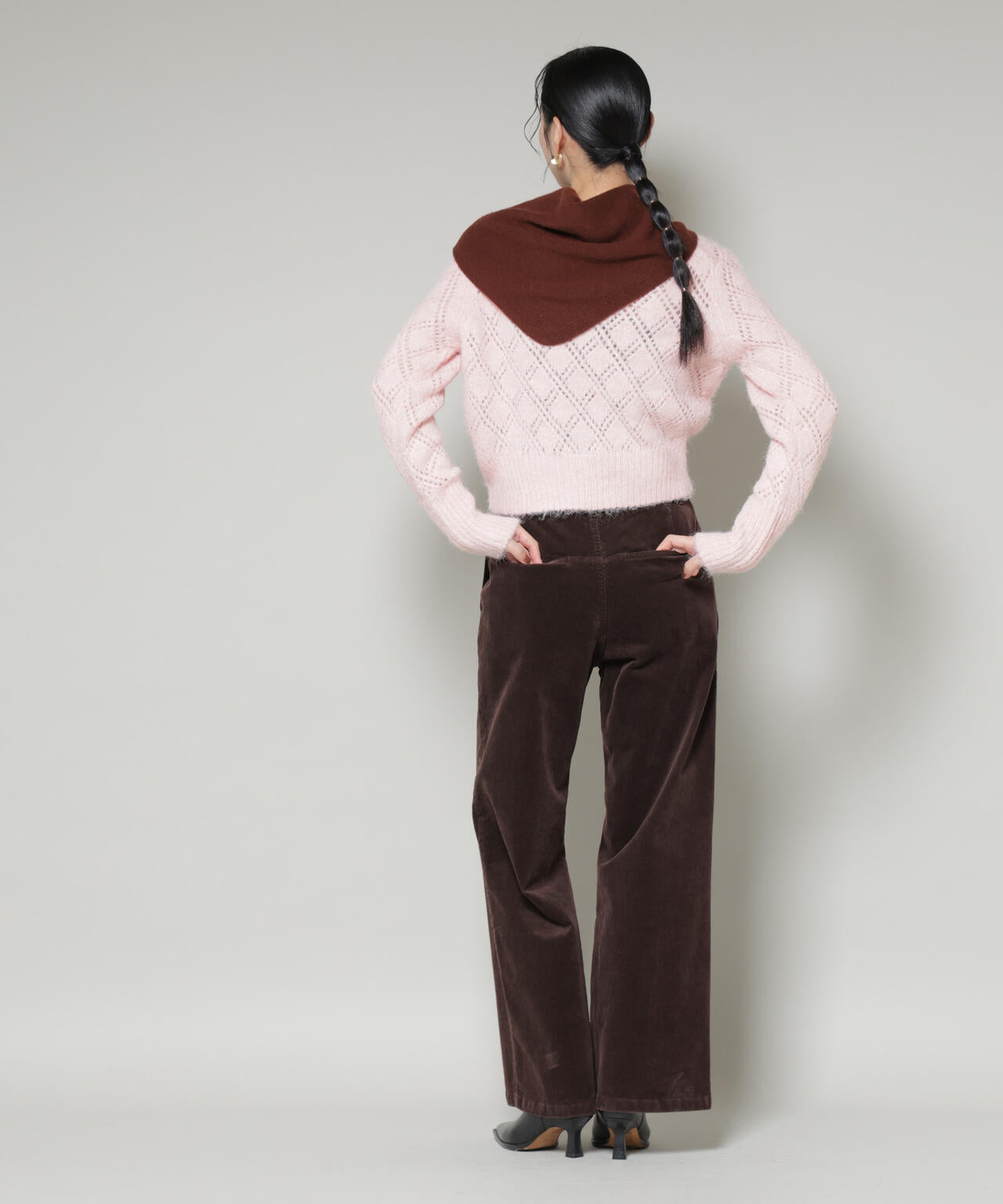 ヘアリー透かしダイヤ柄ニットプルオーバー