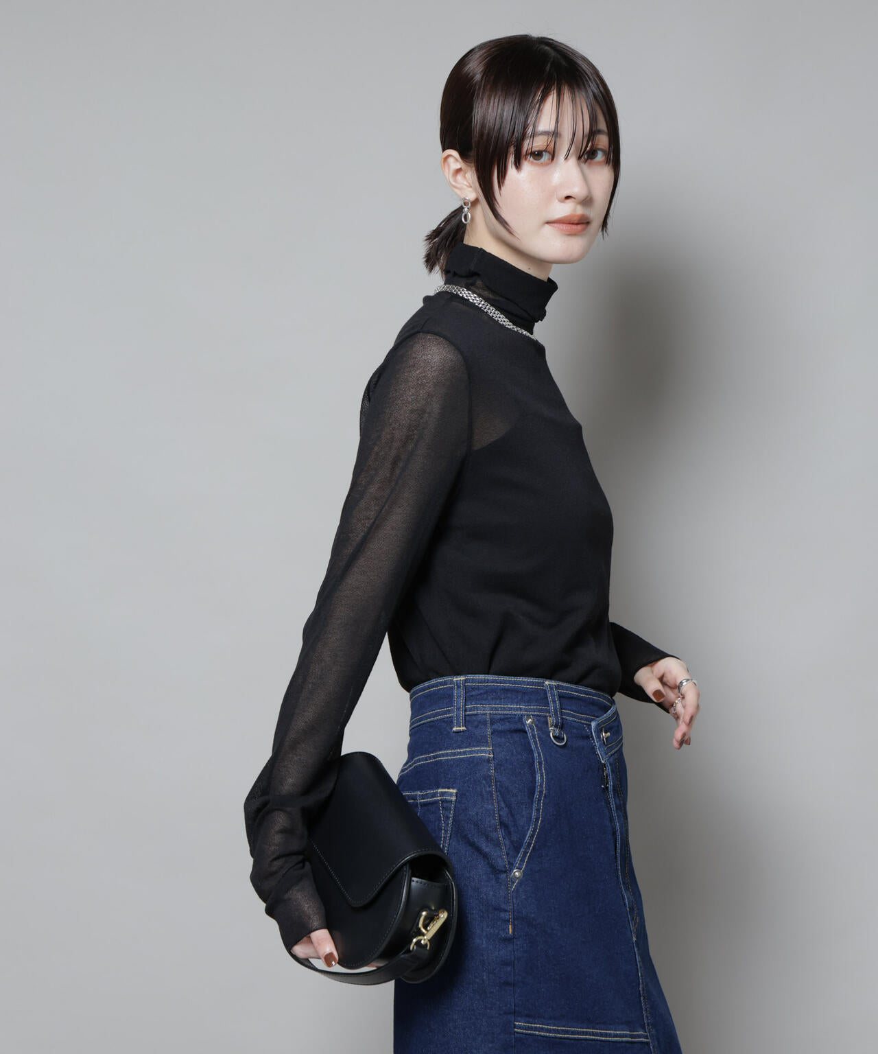 梨地シアータートルカットトップス