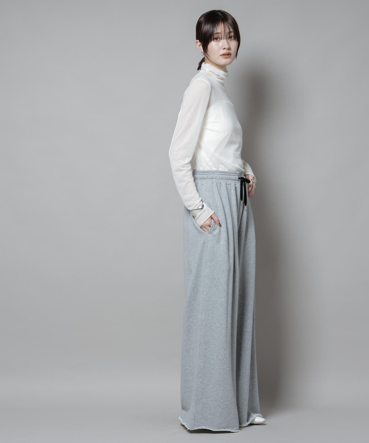 梨地シアータートルカットトップス