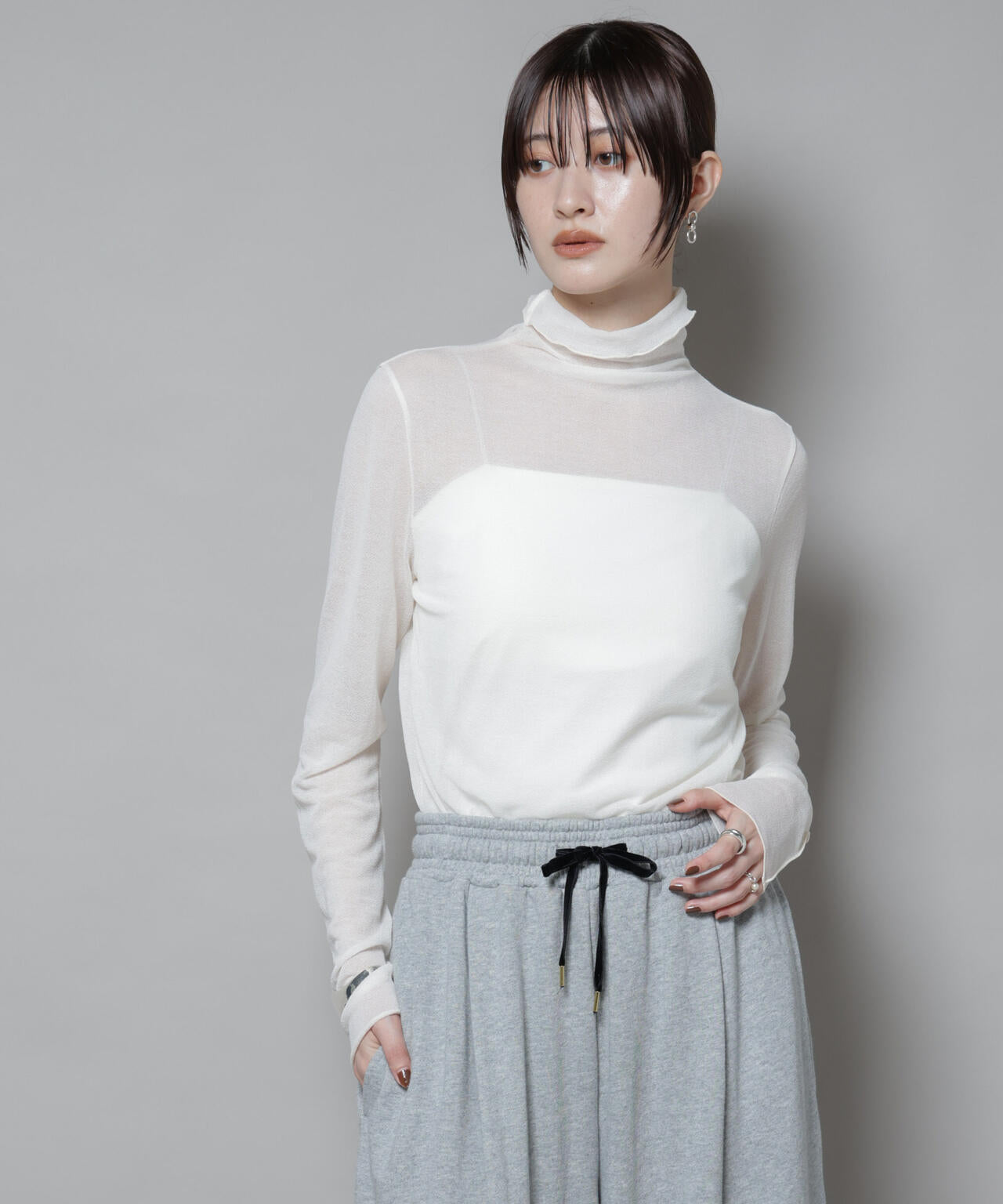 梨地シアータートルカットトップス