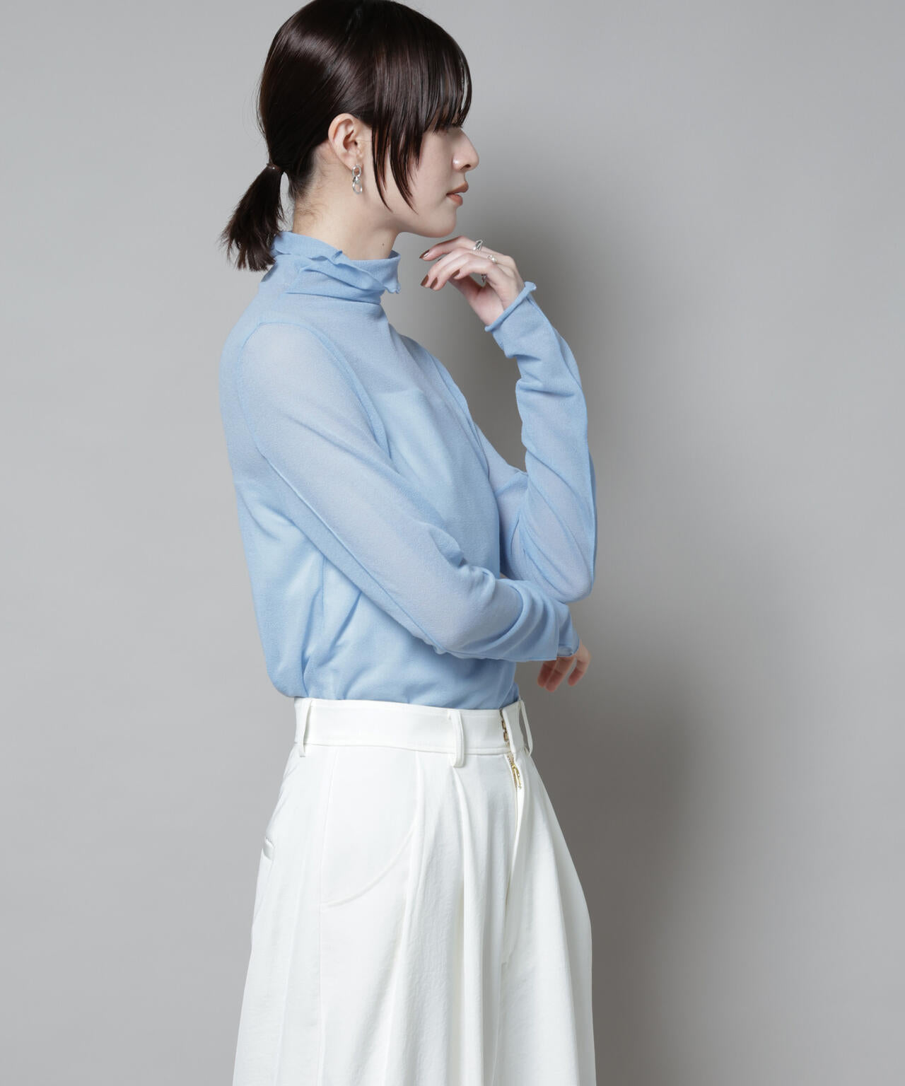 梨地シアータートルカットトップス