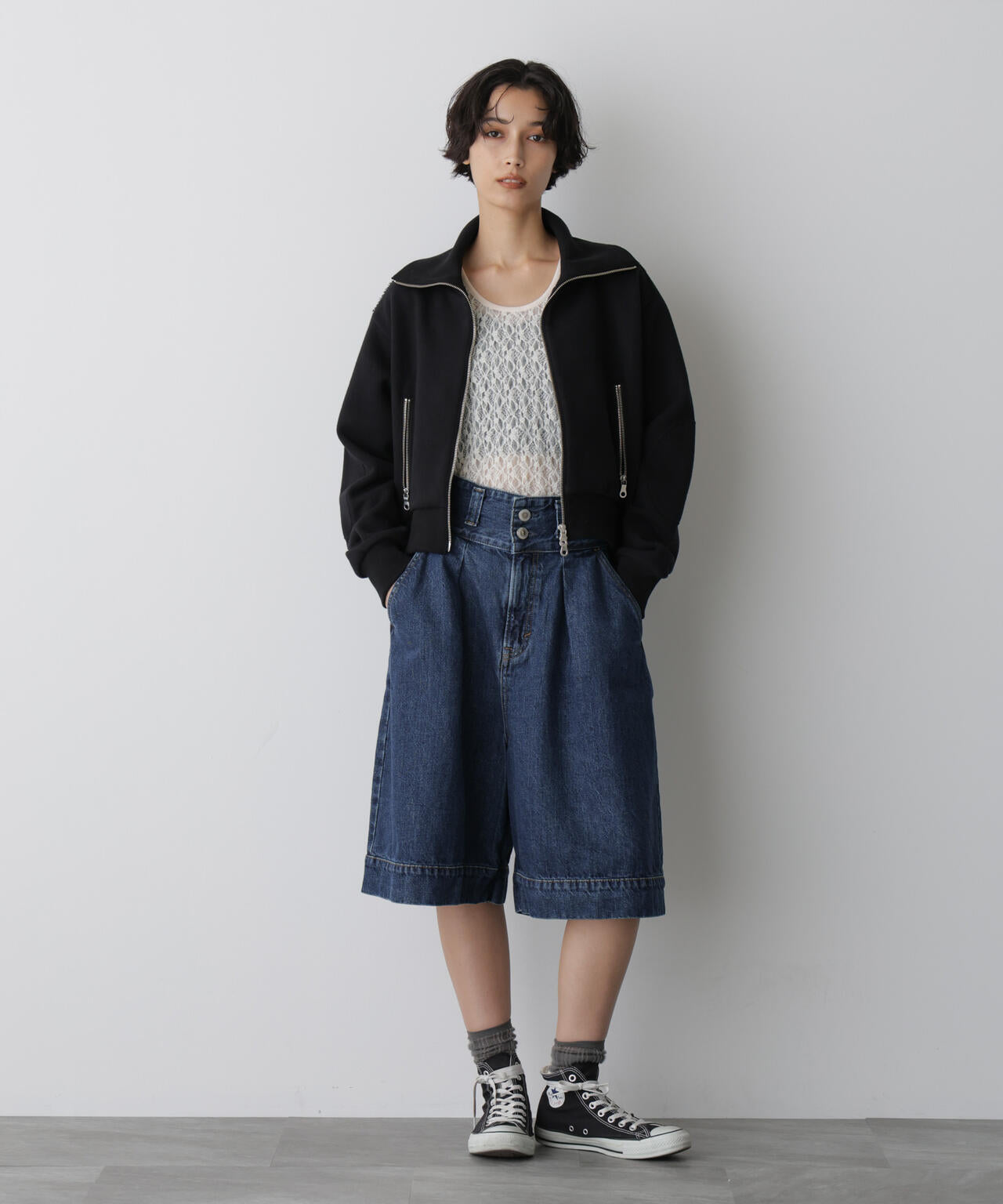 「STEVELOUR」コンパクトダブルジップスウェット