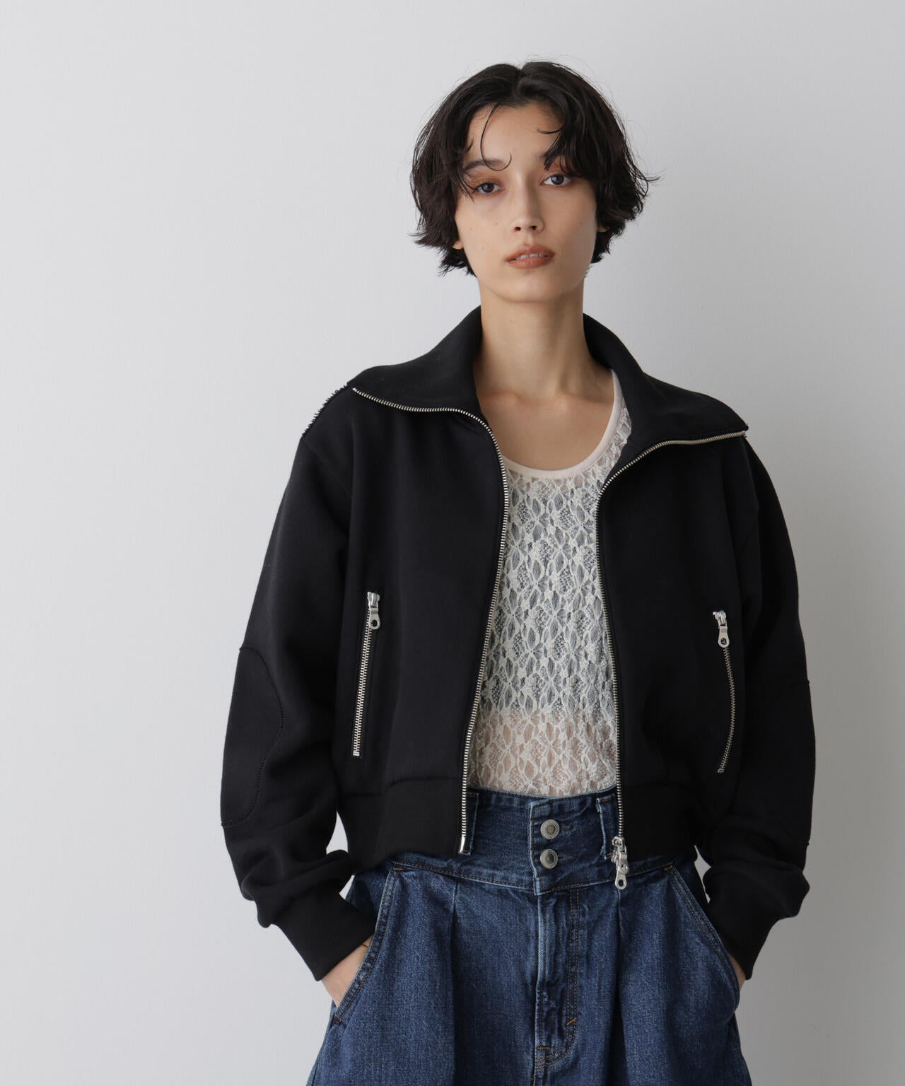 「STEVELOUR」コンパクトダブルジップスウェット