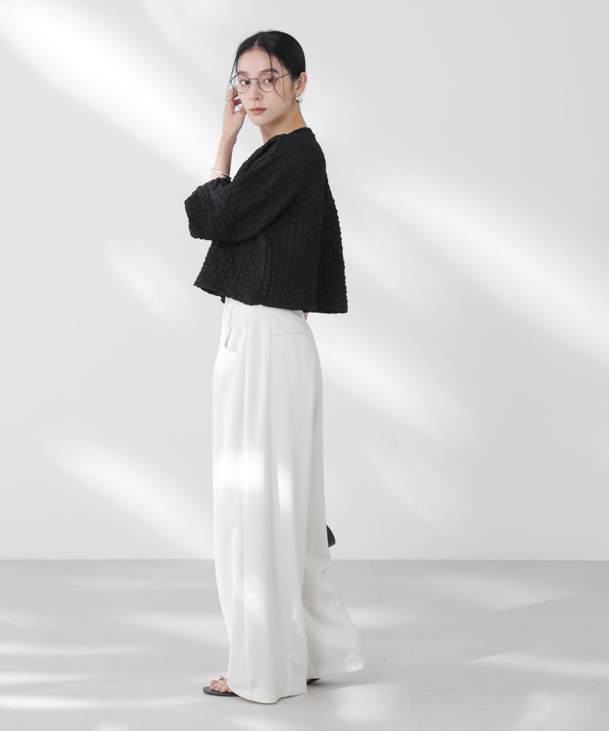 フクレシャーリングzipカーディガン