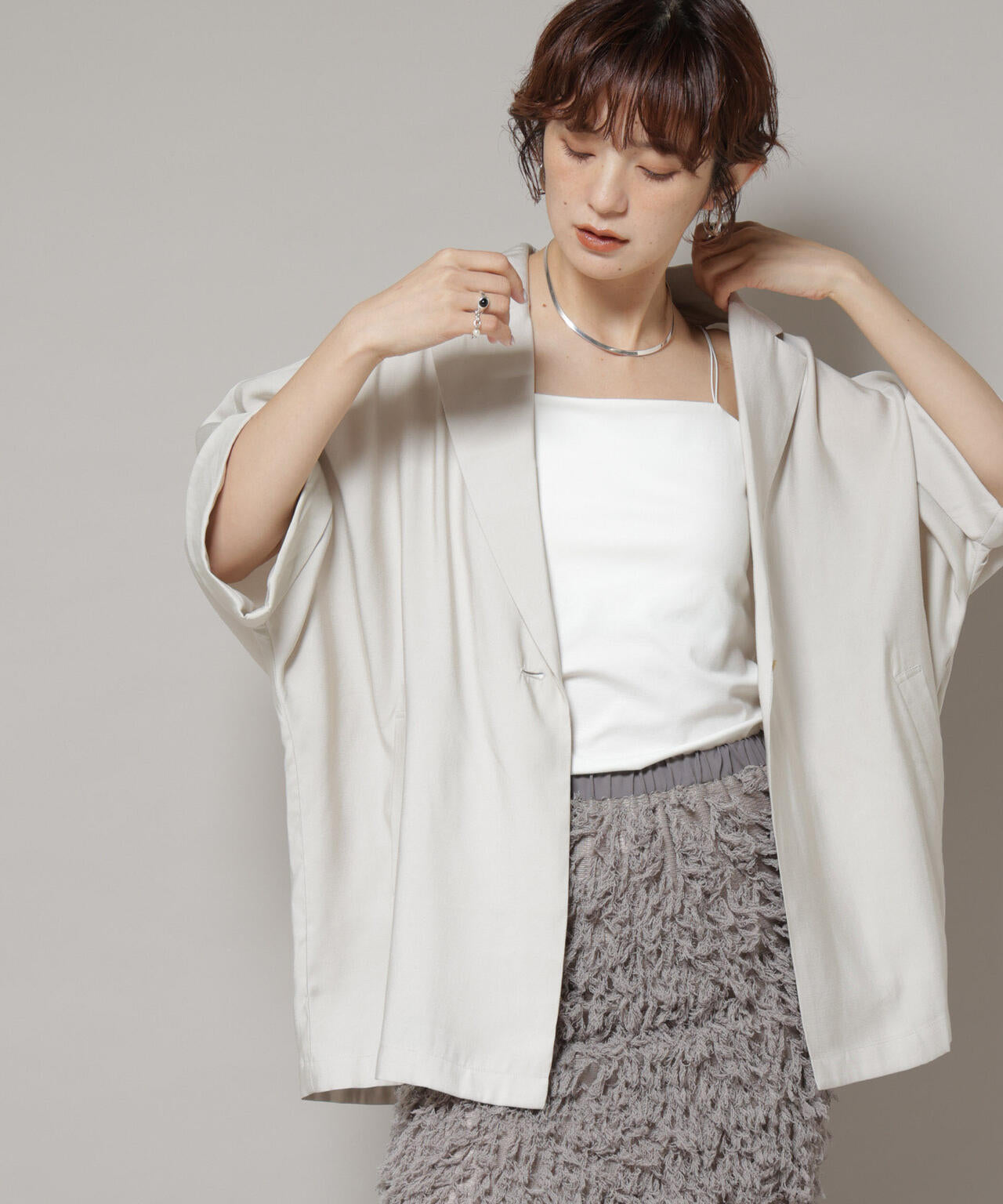 ストレッチポンチカップ付きベアトップキャミソール