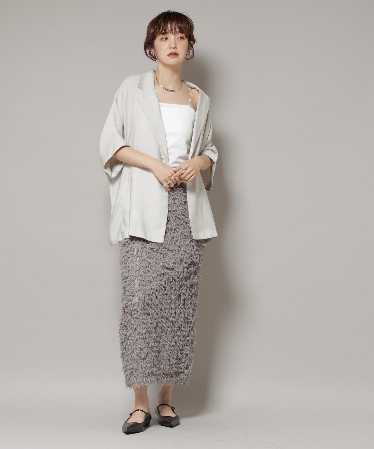 ストレッチポンチカップ付きベアトップキャミソール