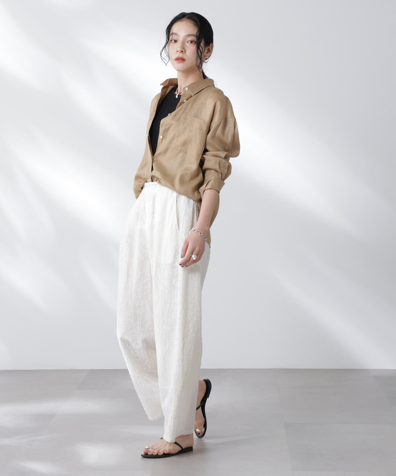 made in india カットワークジャカードパンツ(セットアップ可)