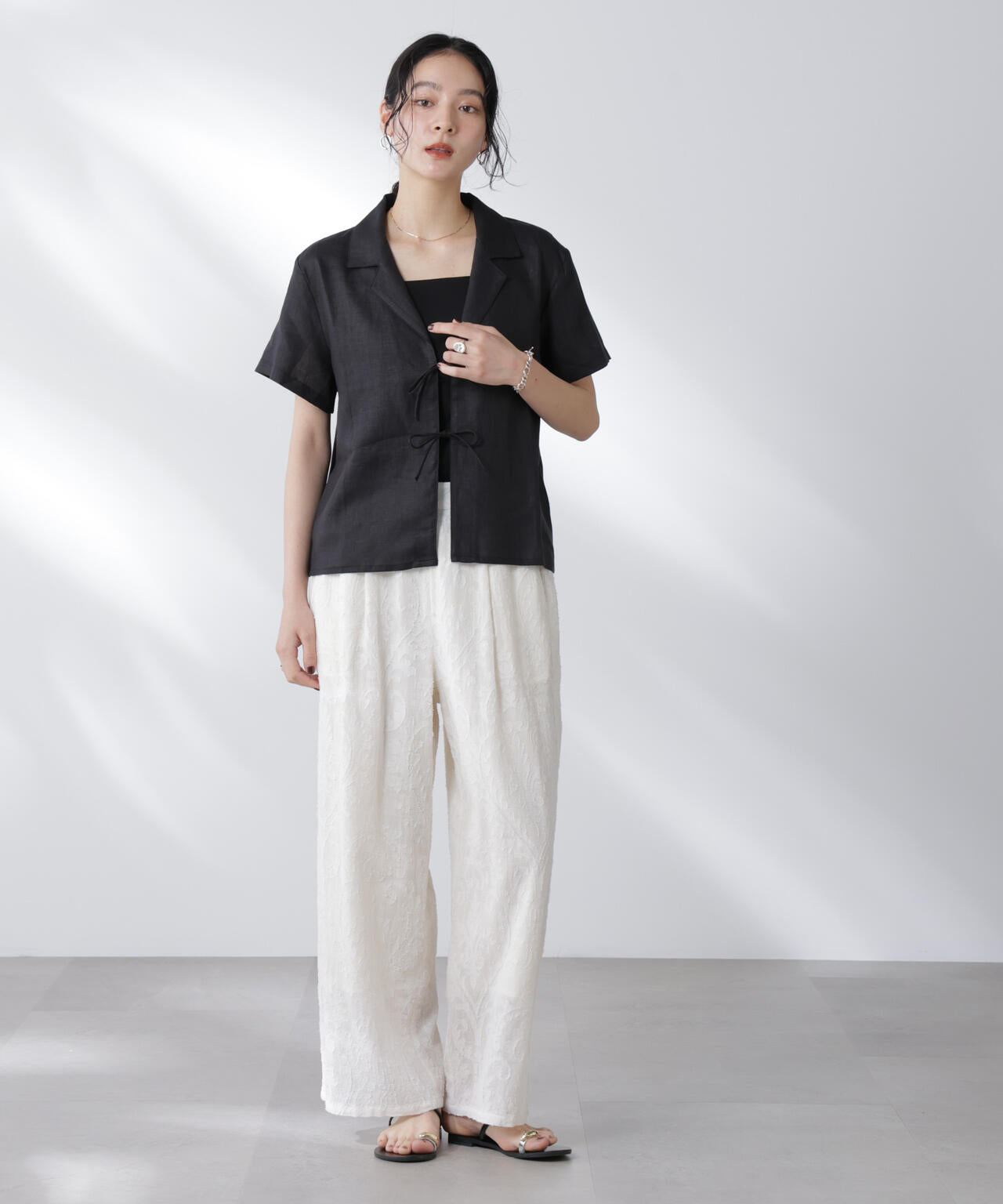 made in india カットワークジャカードパンツ(セットアップ可)