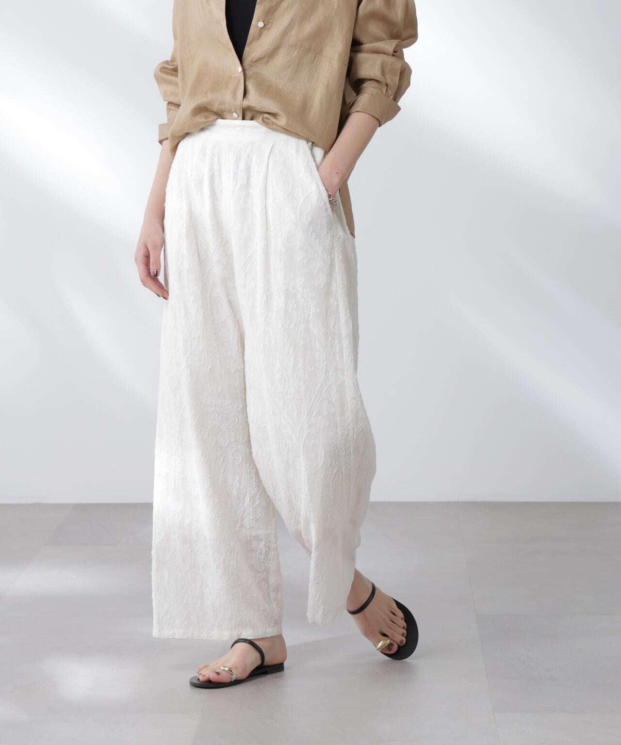 made in india カットワークジャカードパンツ(セットアップ可)