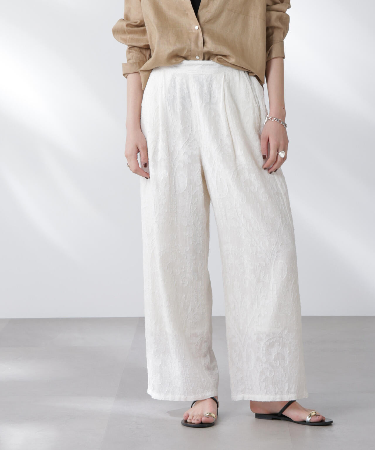 made in india カットワークジャカードパンツ(セットアップ可)