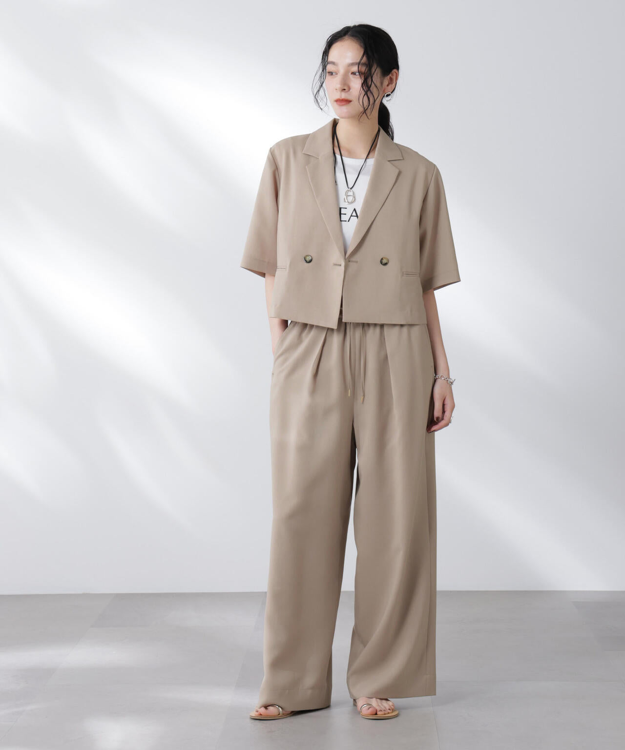 メランジドライ イージーワイドパンツ(セットアップ可)