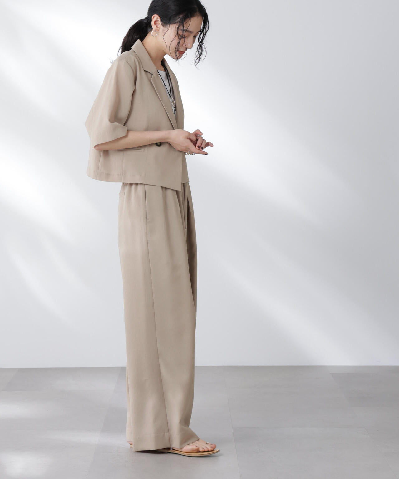 メランジドライ イージーワイドパンツ(セットアップ可)