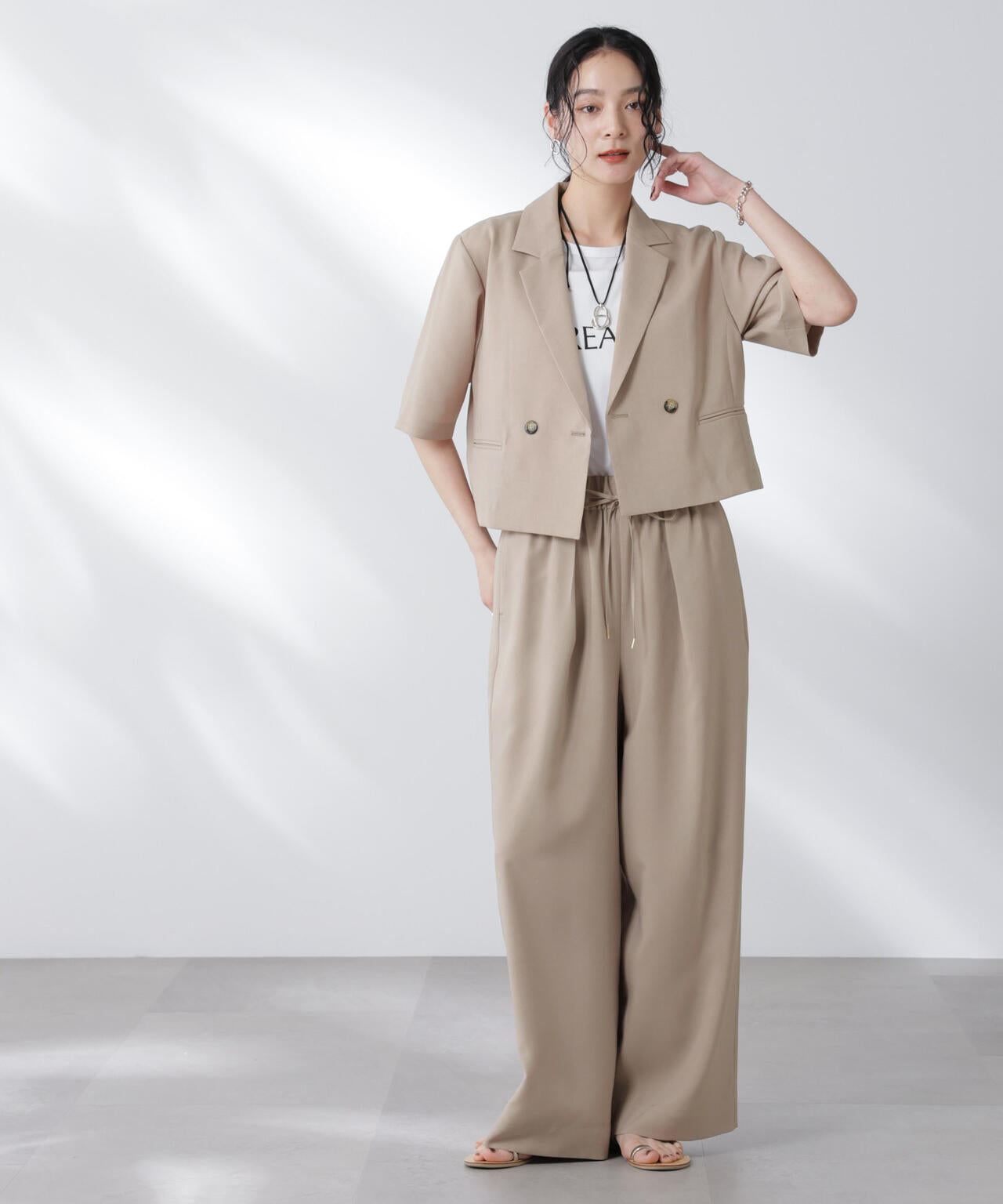 メランジドライ イージーワイドパンツ(セットアップ可)