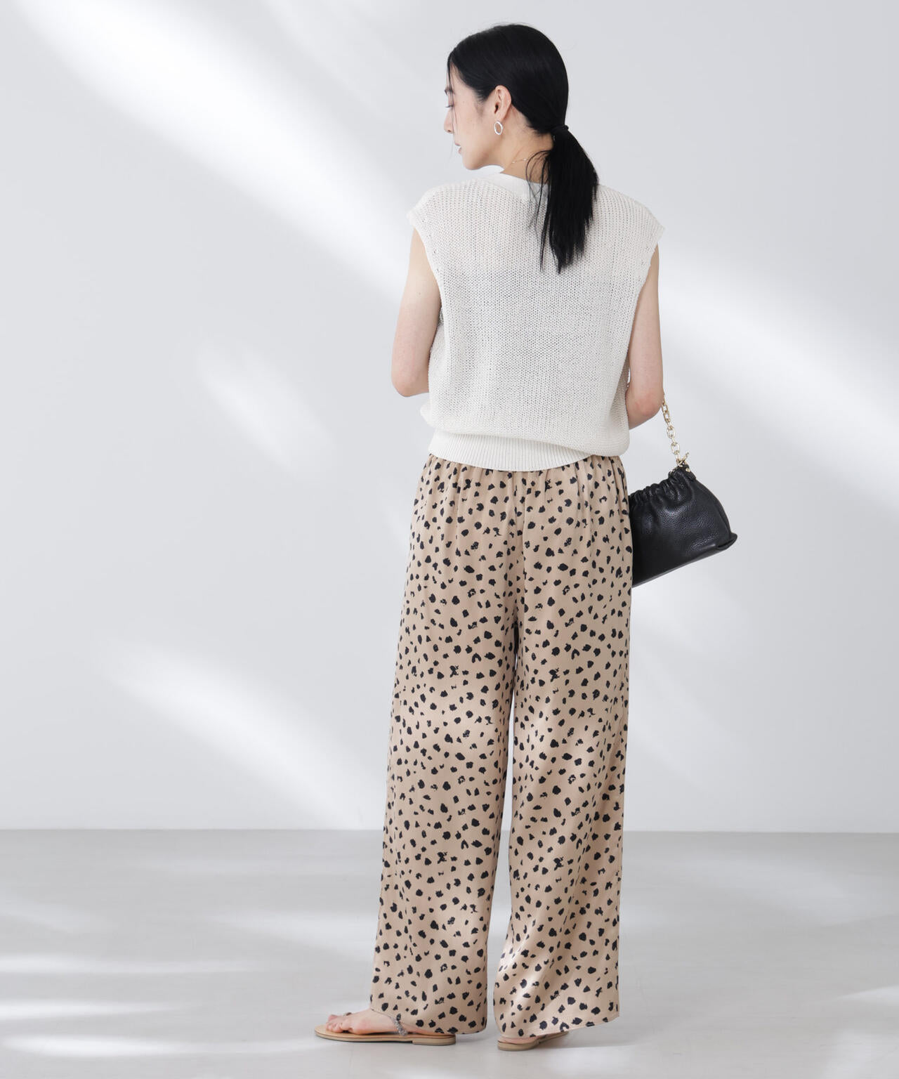 レオパードプリントイージーワイドパンツ