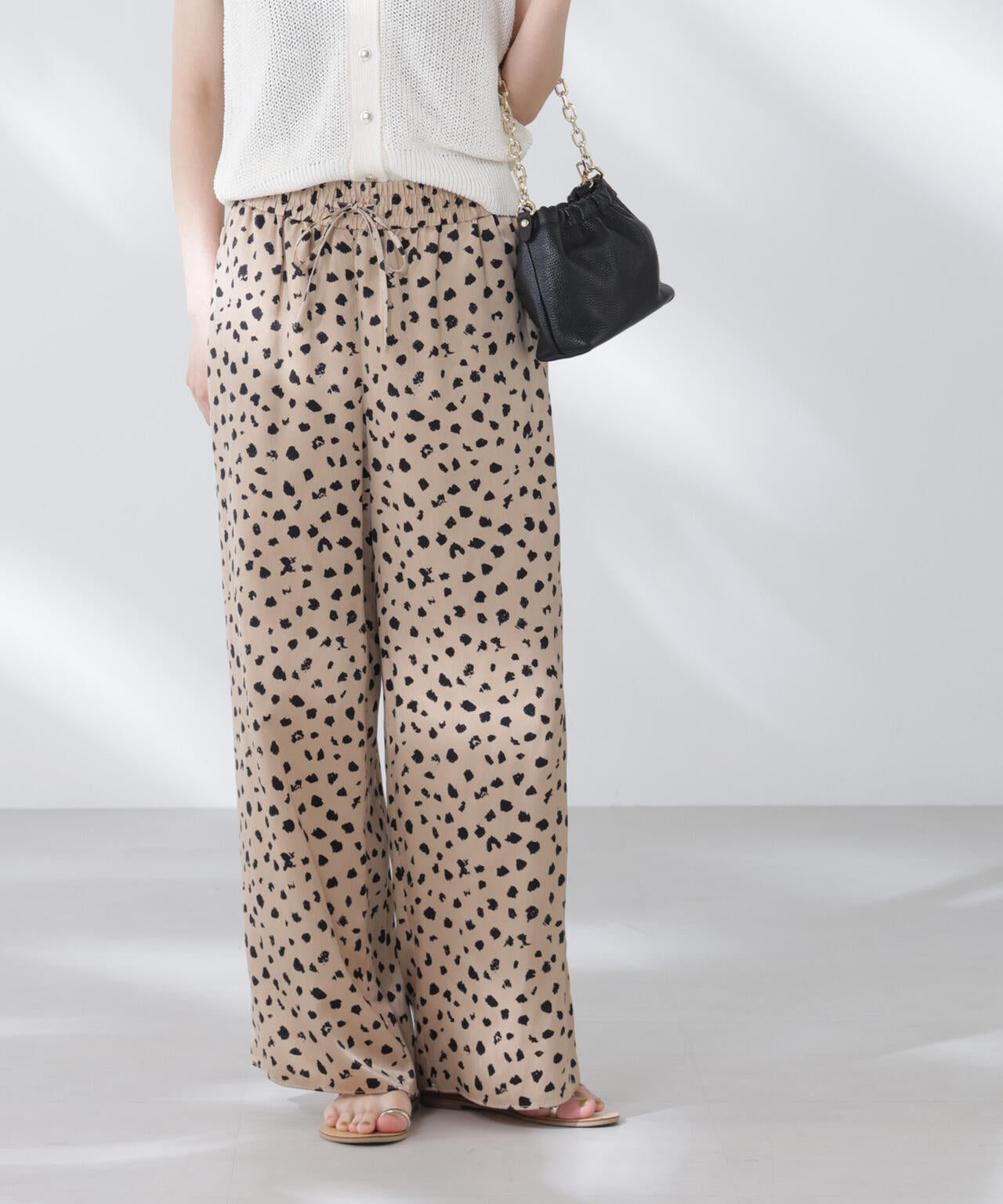 レオパードプリントイージーワイドパンツ