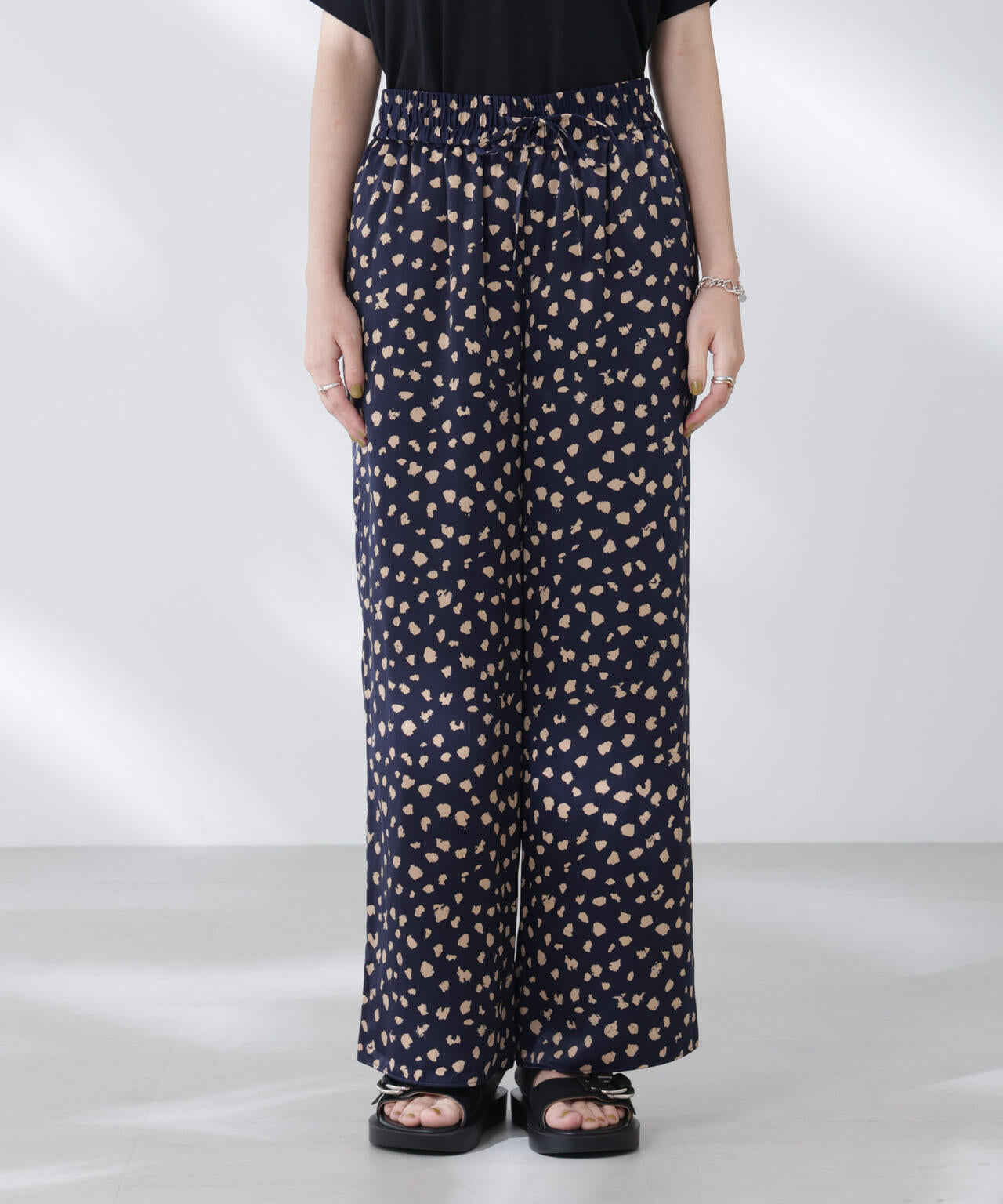 レオパードプリントイージーワイドパンツ