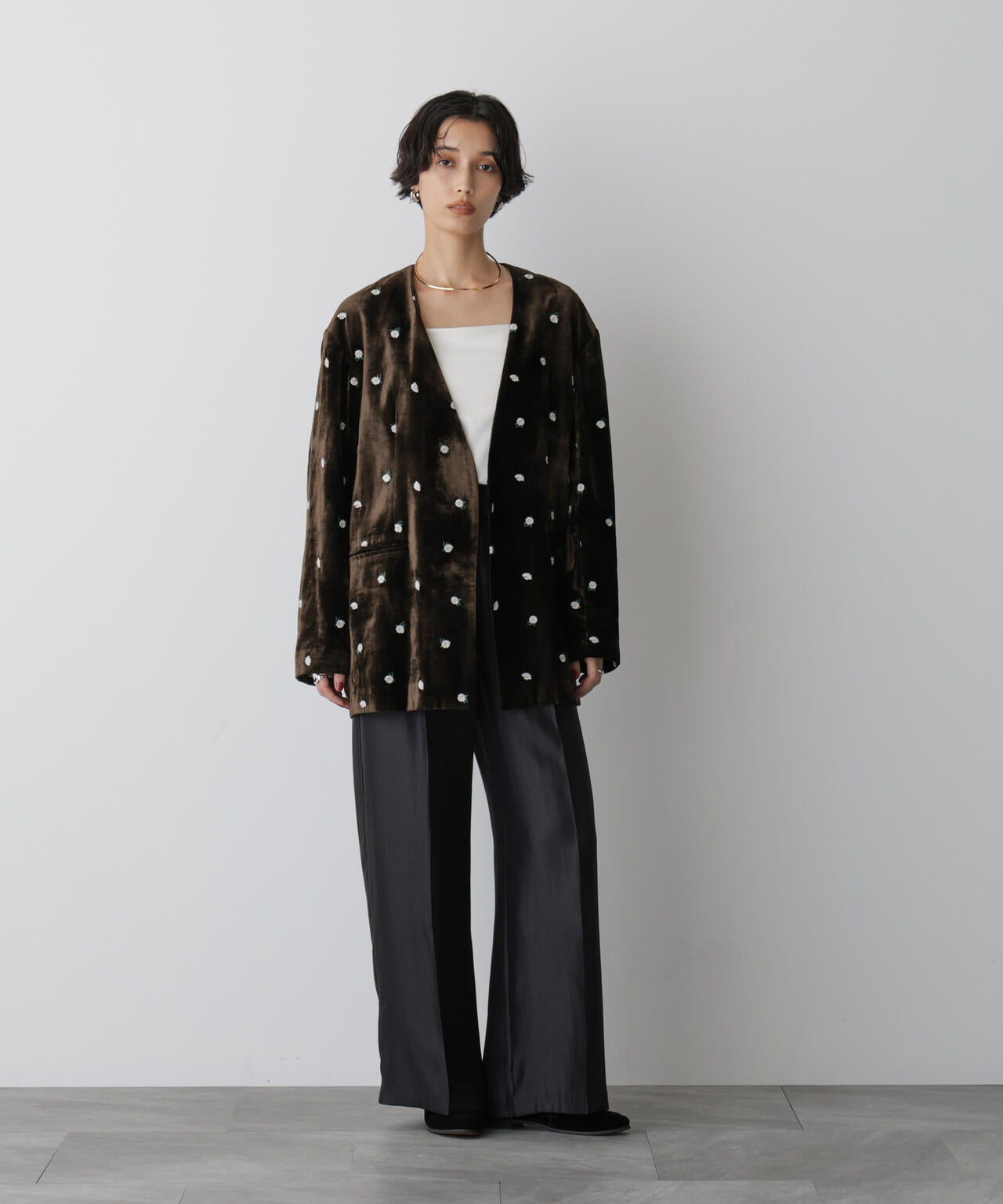 「STEVELOUR」サテンタックワイドパンツ(セットアップ可)