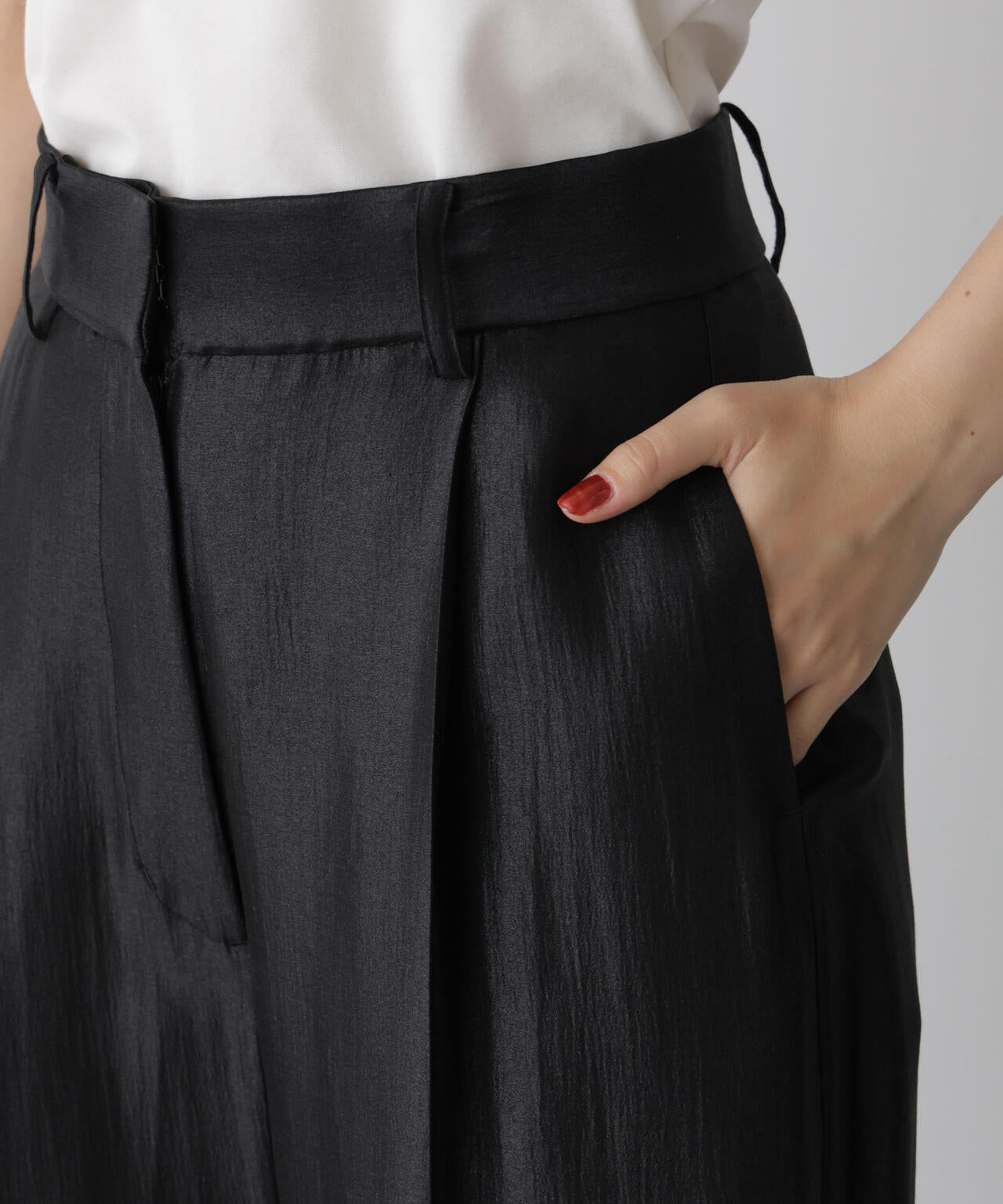 「STEVELOUR」サテンタックワイドパンツ(セットアップ可)