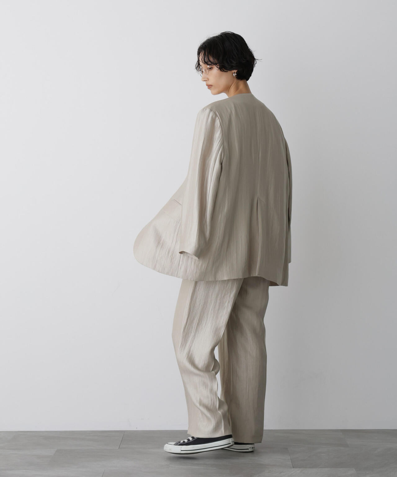 「STEVELOUR」サテンタックワイドパンツ(セットアップ可)