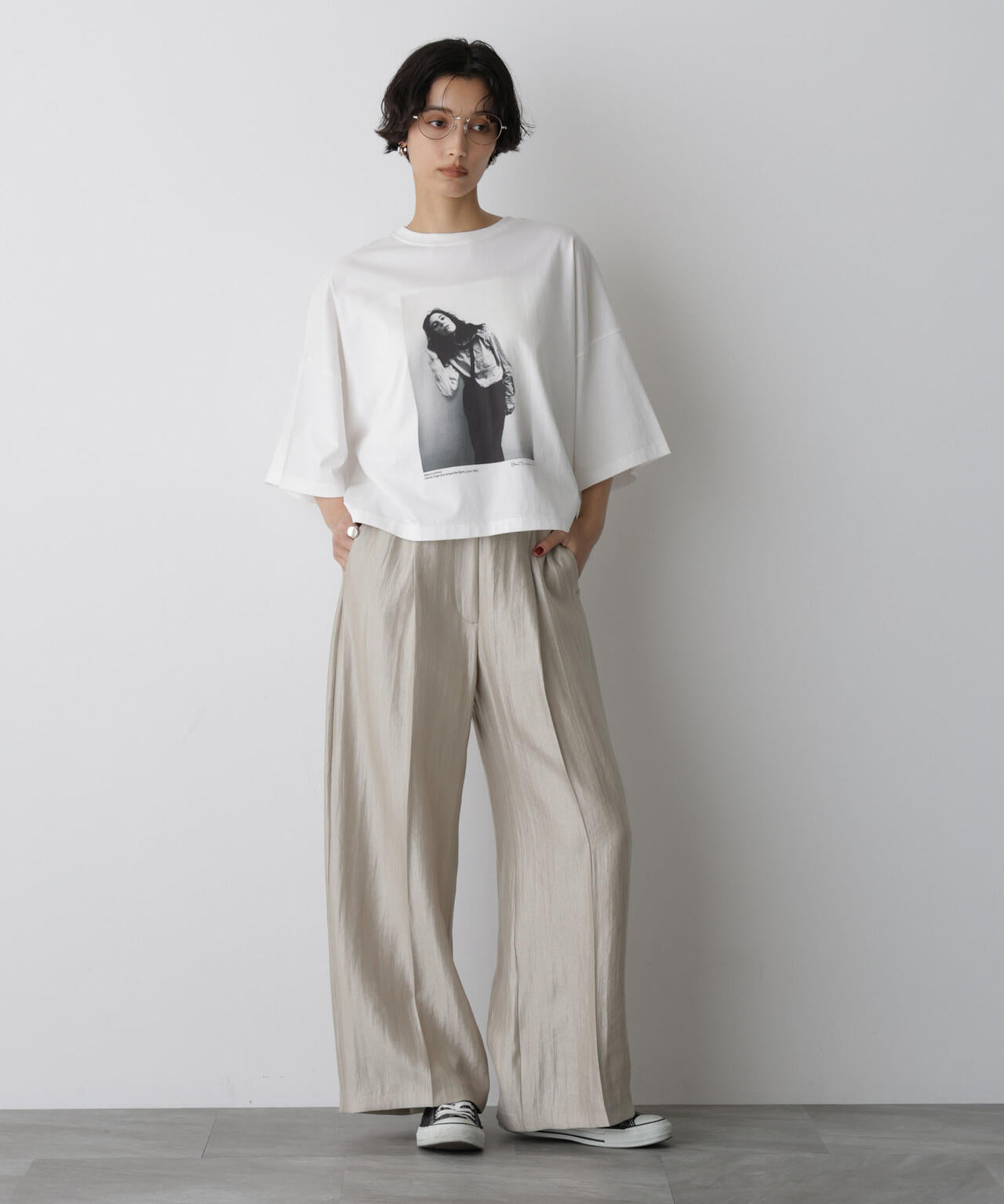 「STEVELOUR」サテンタックワイドパンツ(セットアップ可)