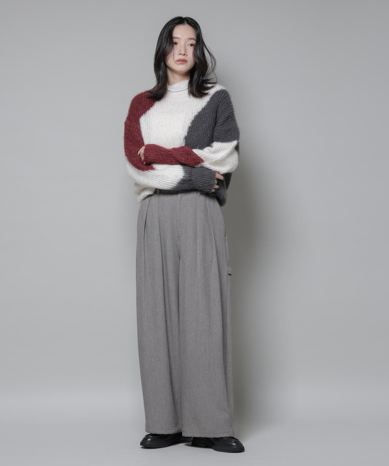 ヘリンボンツイードペインタードロストパンツ