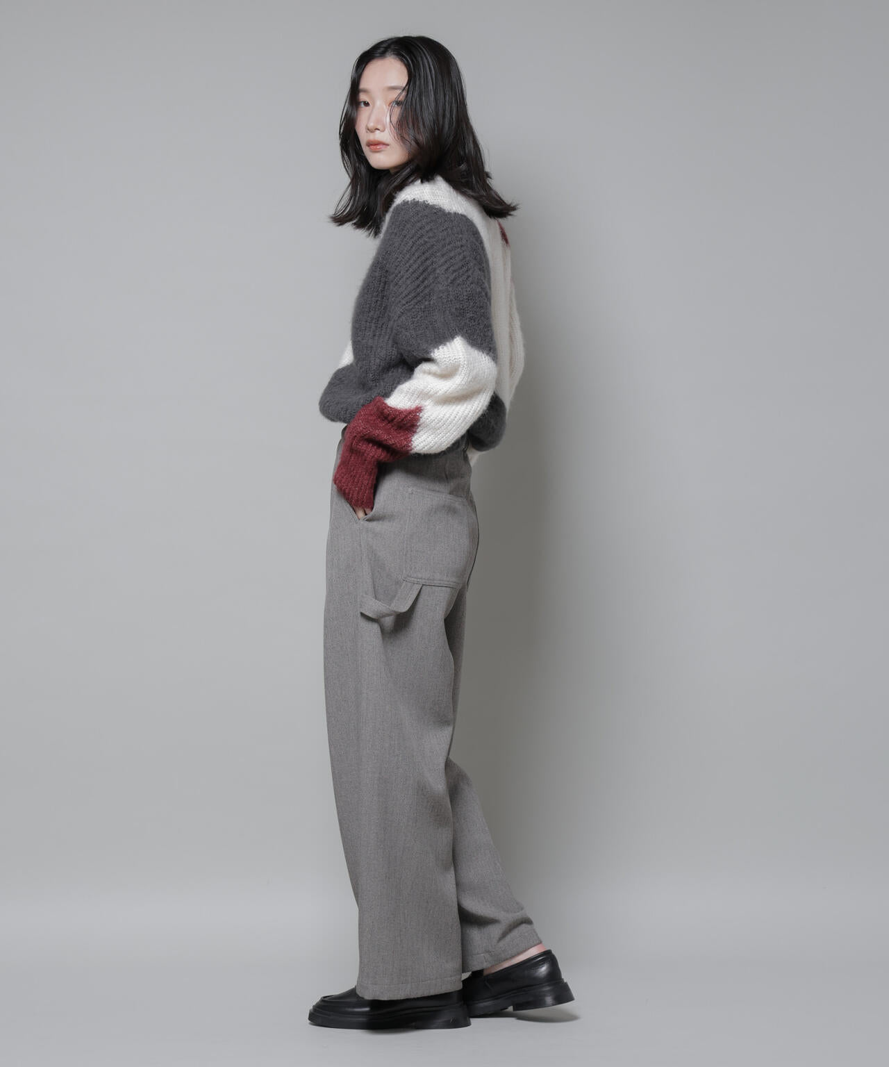 ヘリンボンツイードペインタードロストパンツ