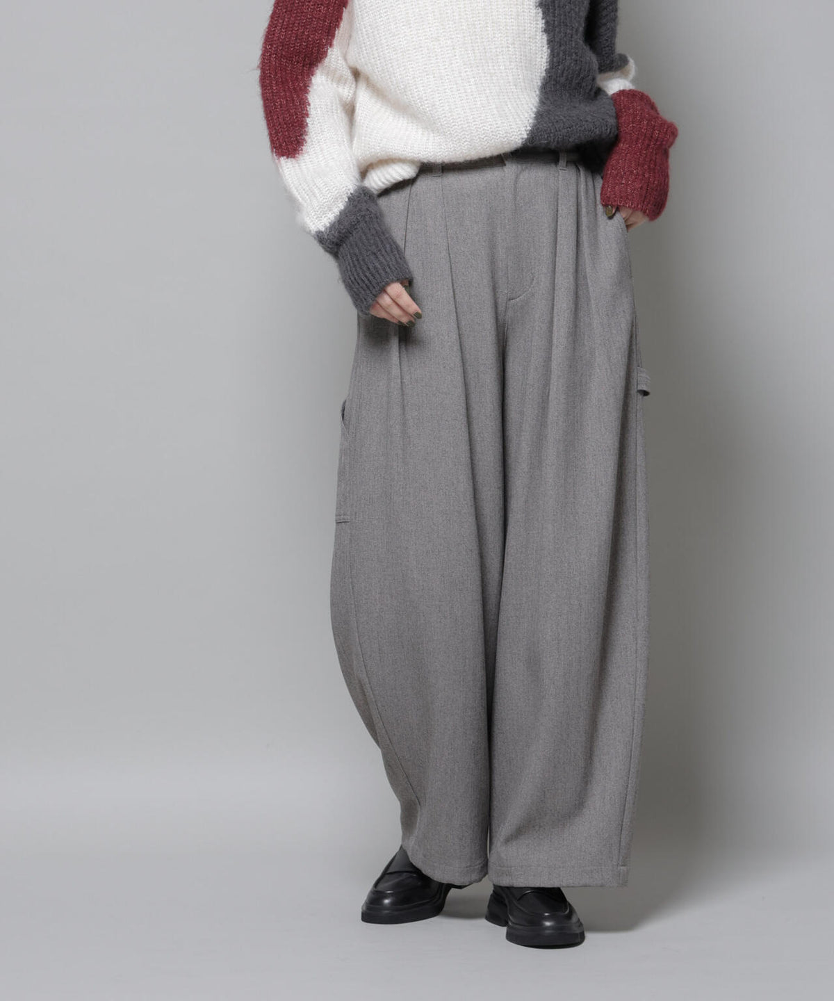 ヘリンボンツイードペインタードロストパンツ