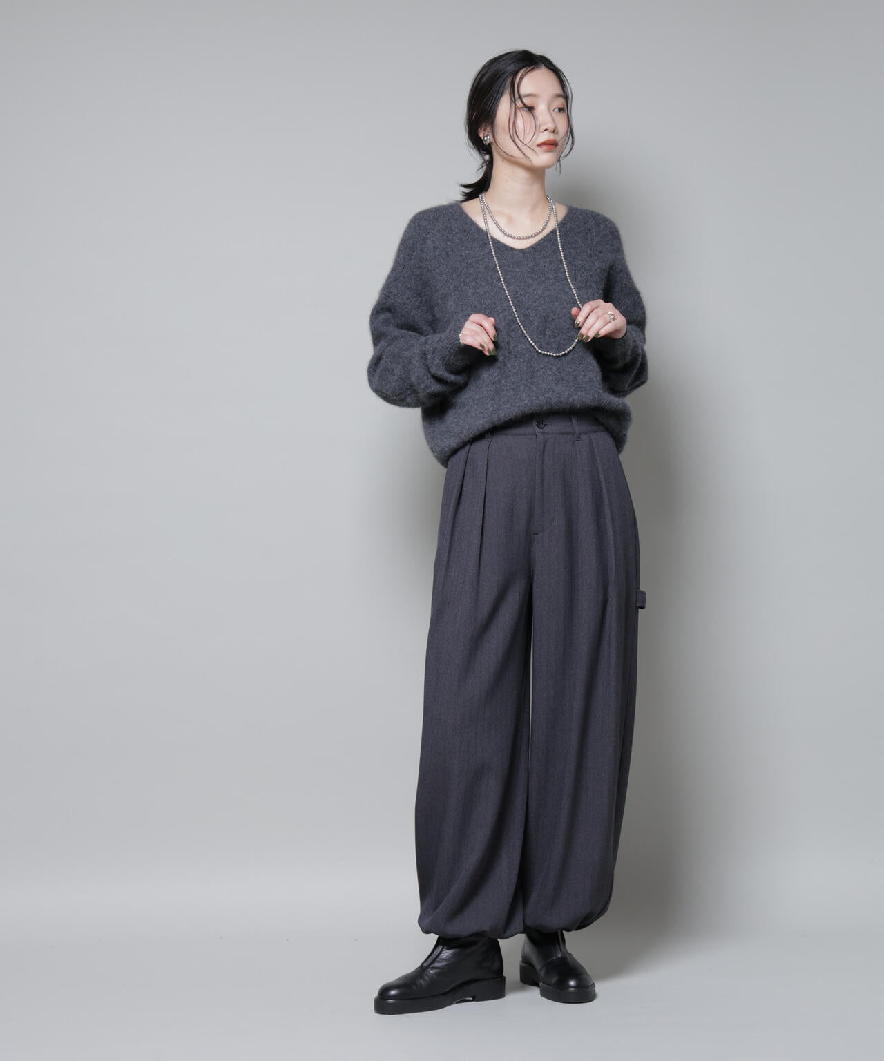 ヘリンボンツイードペインタードロストパンツ