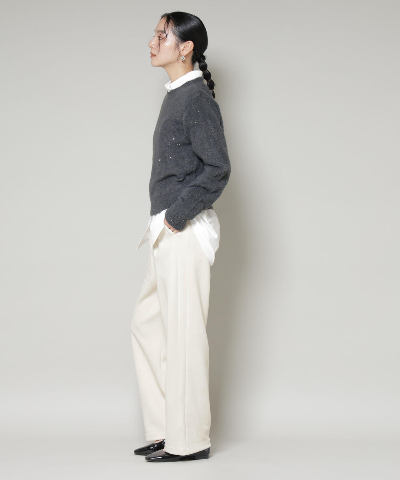 フェイクスエードタックパンツ