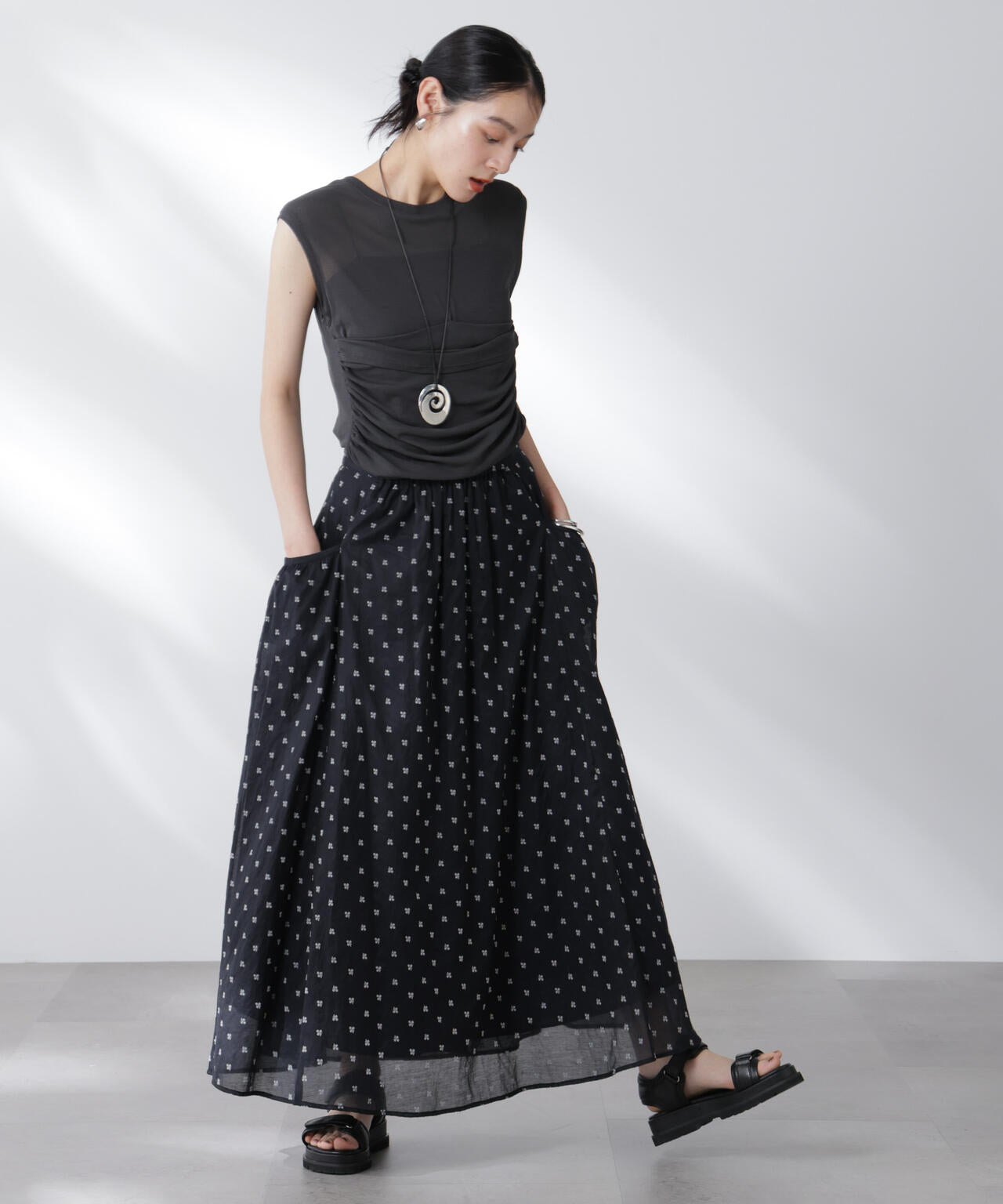 made in india コットンフロッキーフラワースカート