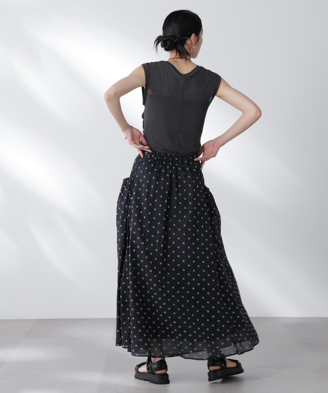 made in india コットンフロッキーフラワースカート