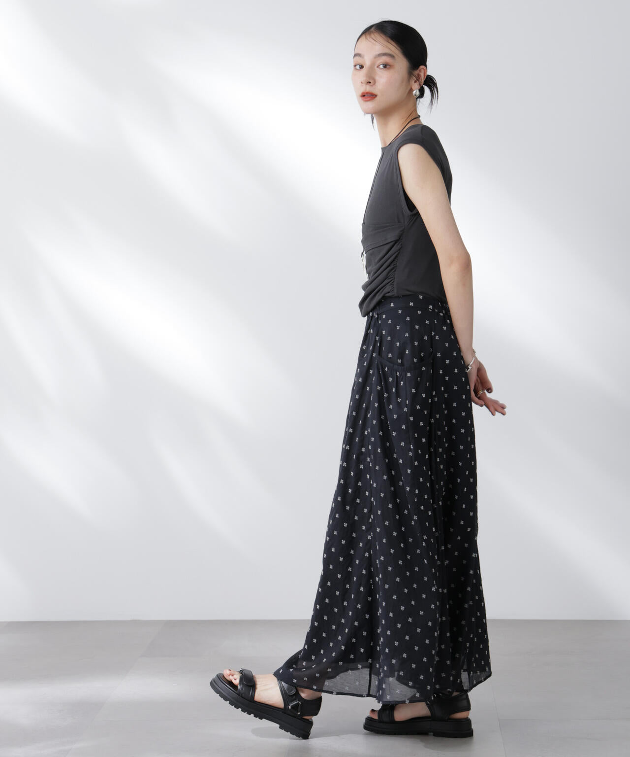 made in india コットンフロッキーフラワースカート