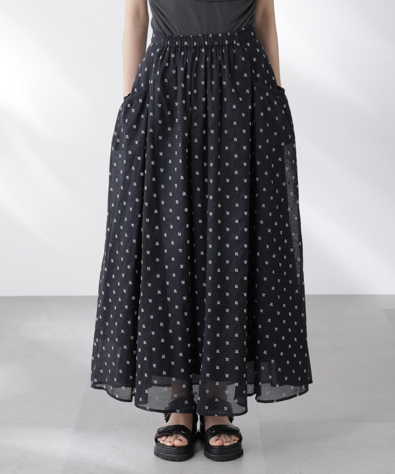 made in india コットンフロッキーフラワースカート