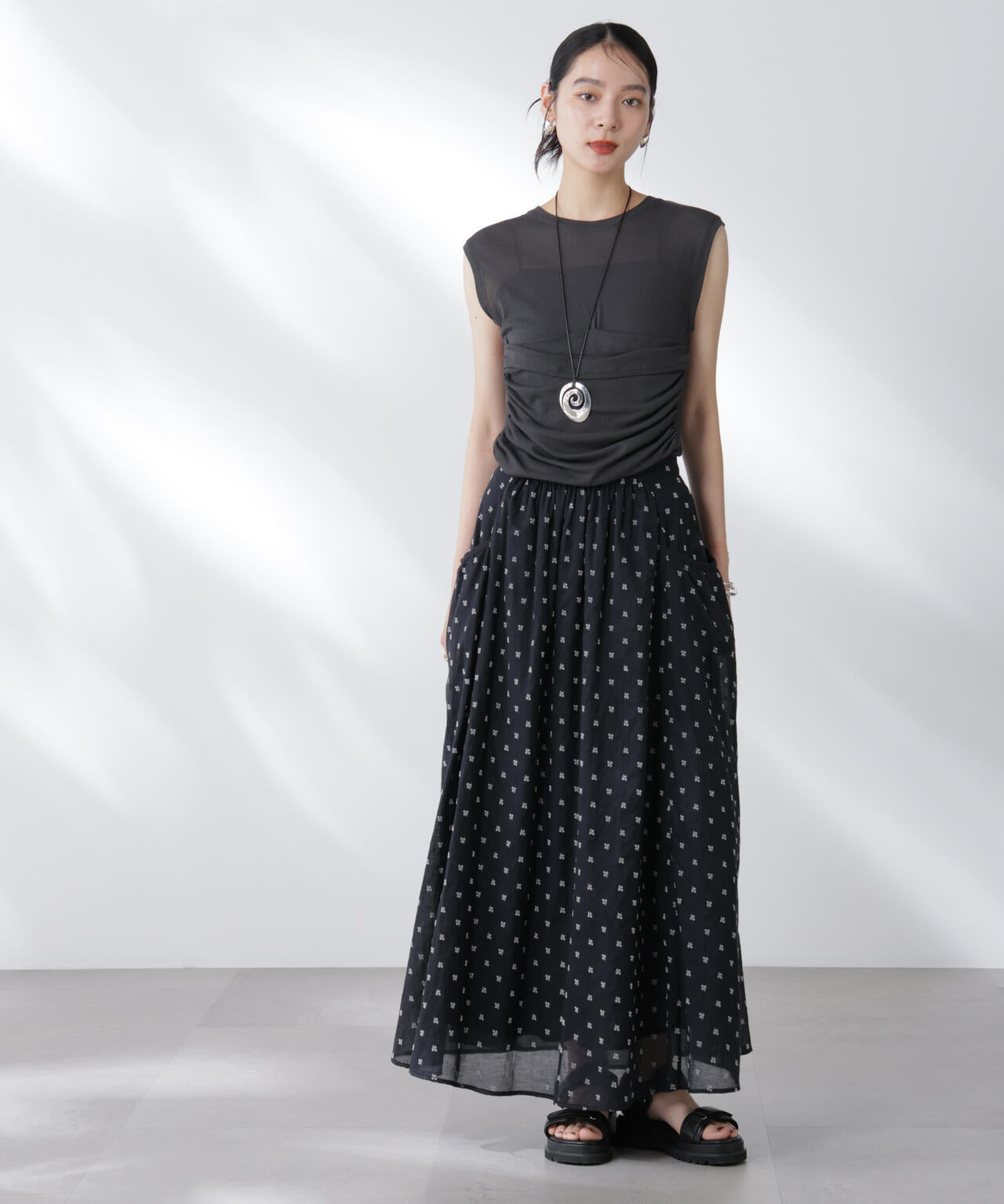 made in india コットンフロッキーフラワースカート