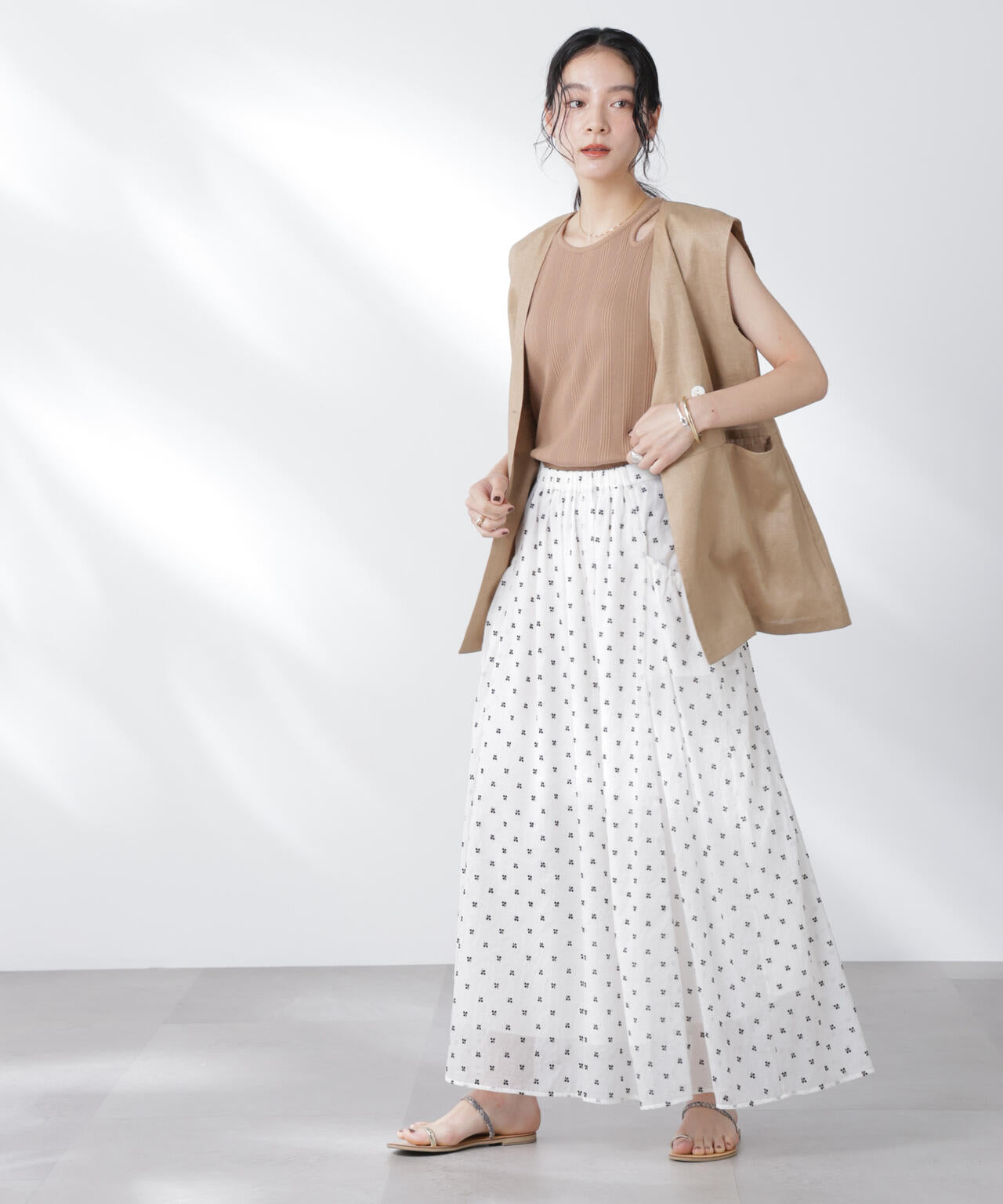 made in india コットンフロッキーフラワースカート