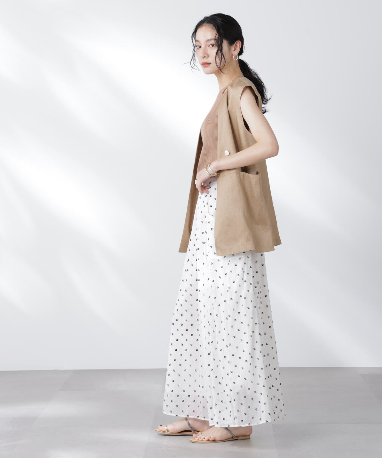 made in india コットンフロッキーフラワースカート