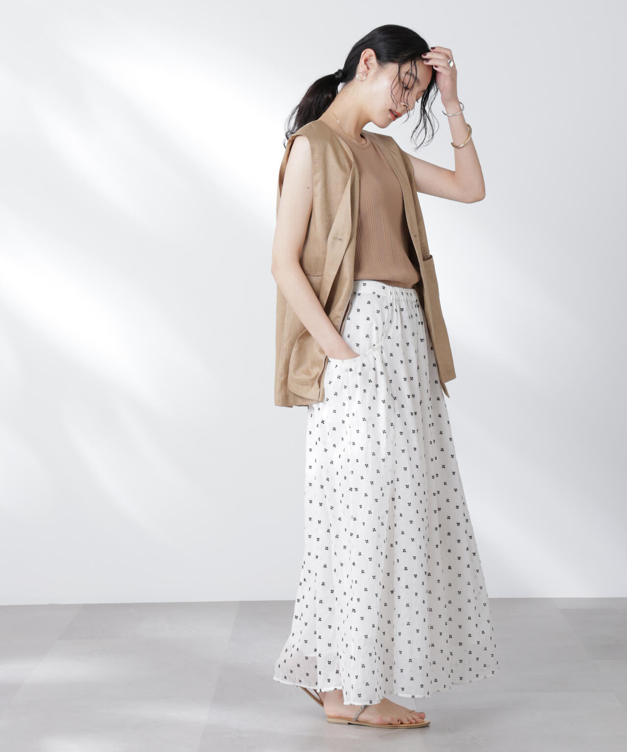 made in india コットンフロッキーフラワースカート