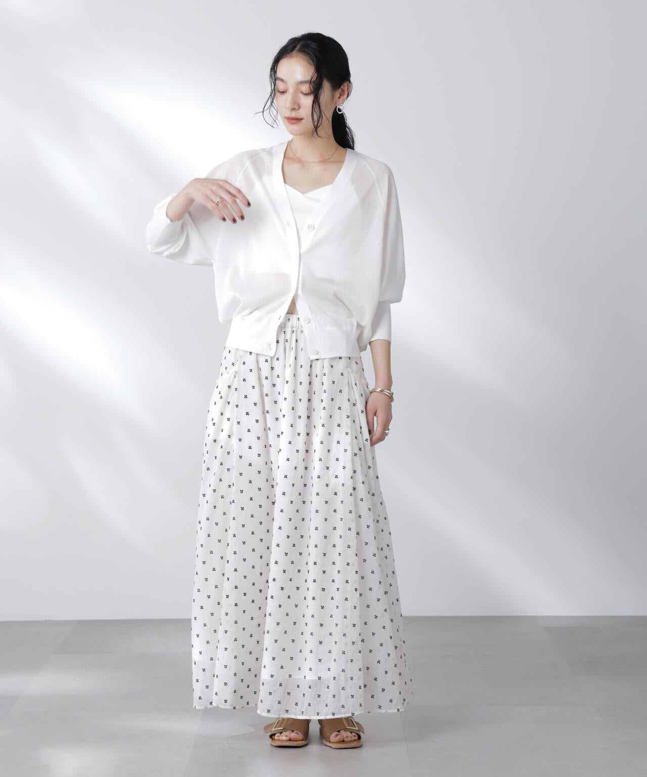 made in india コットンフロッキーフラワースカート