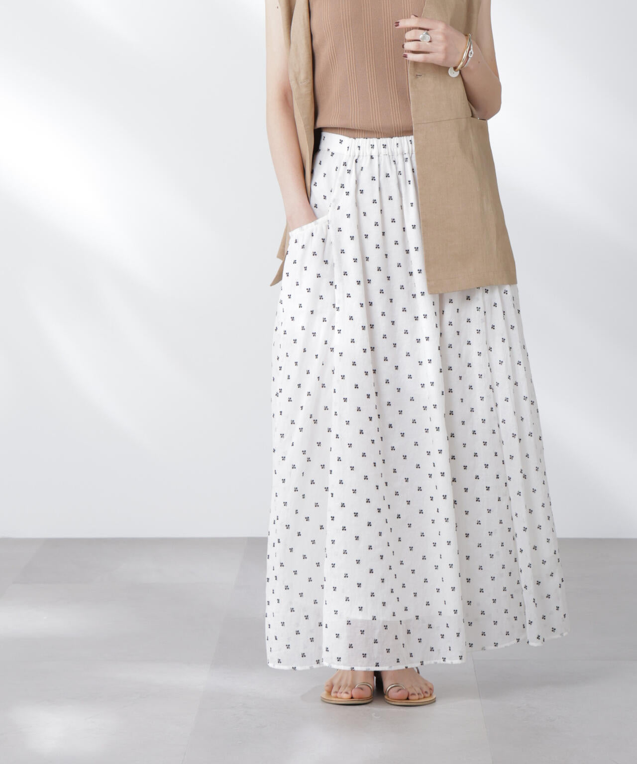 made in india コットンフロッキーフラワースカート