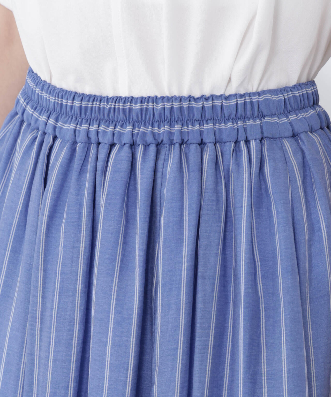 シアーストライプギャザーフレアスカート(セットアップ可)