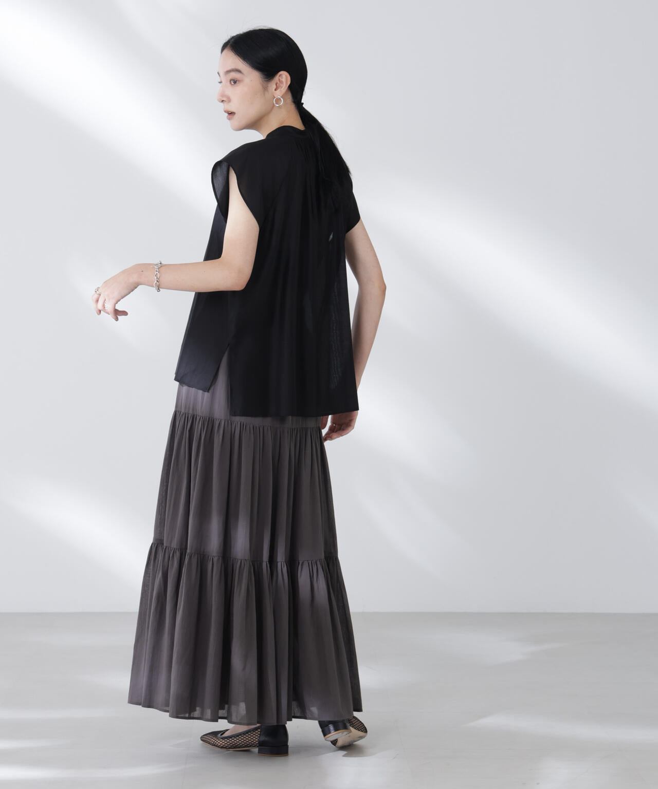 コットンシフォンティアードスカート