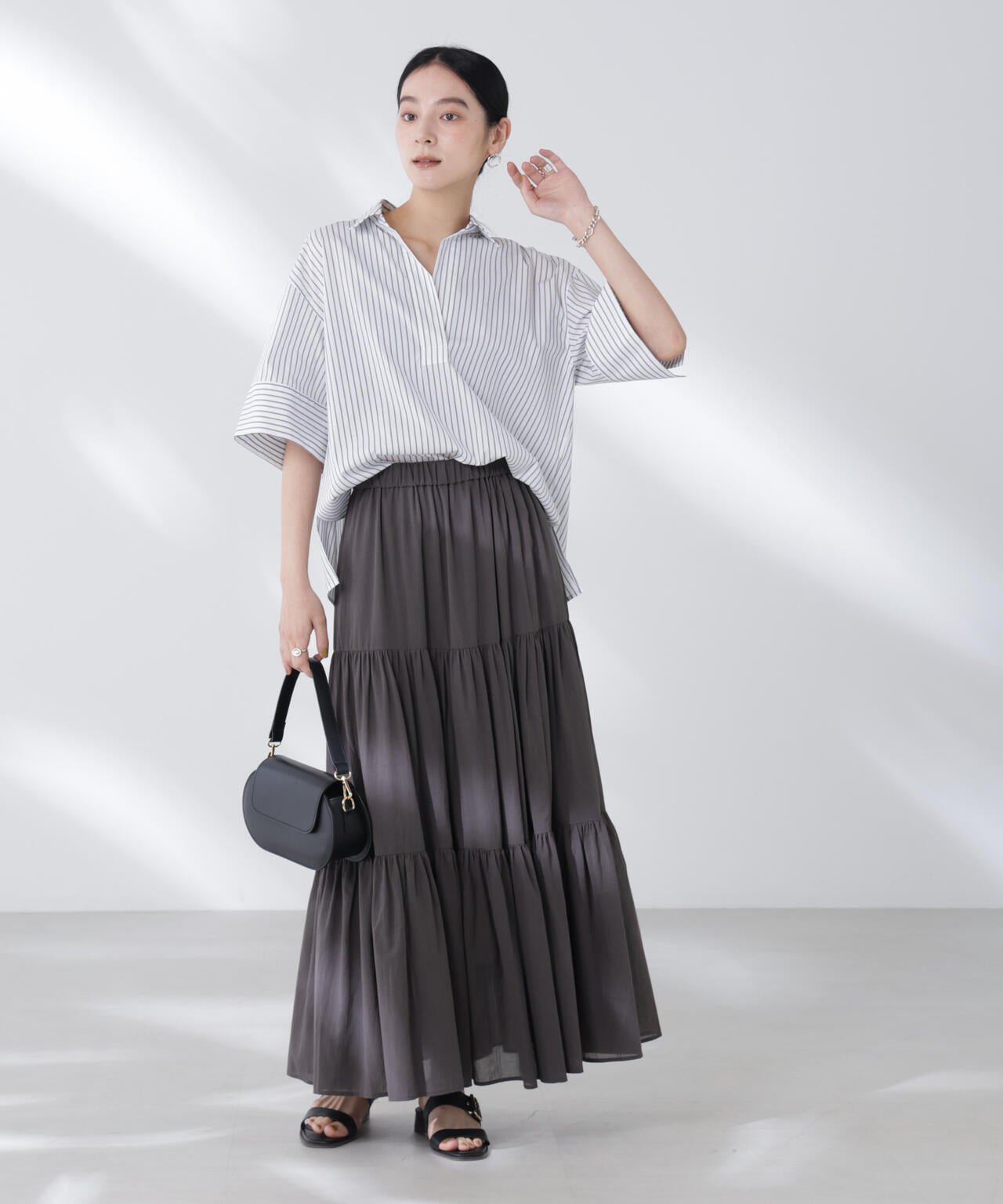 コットンシフォンティアードスカート