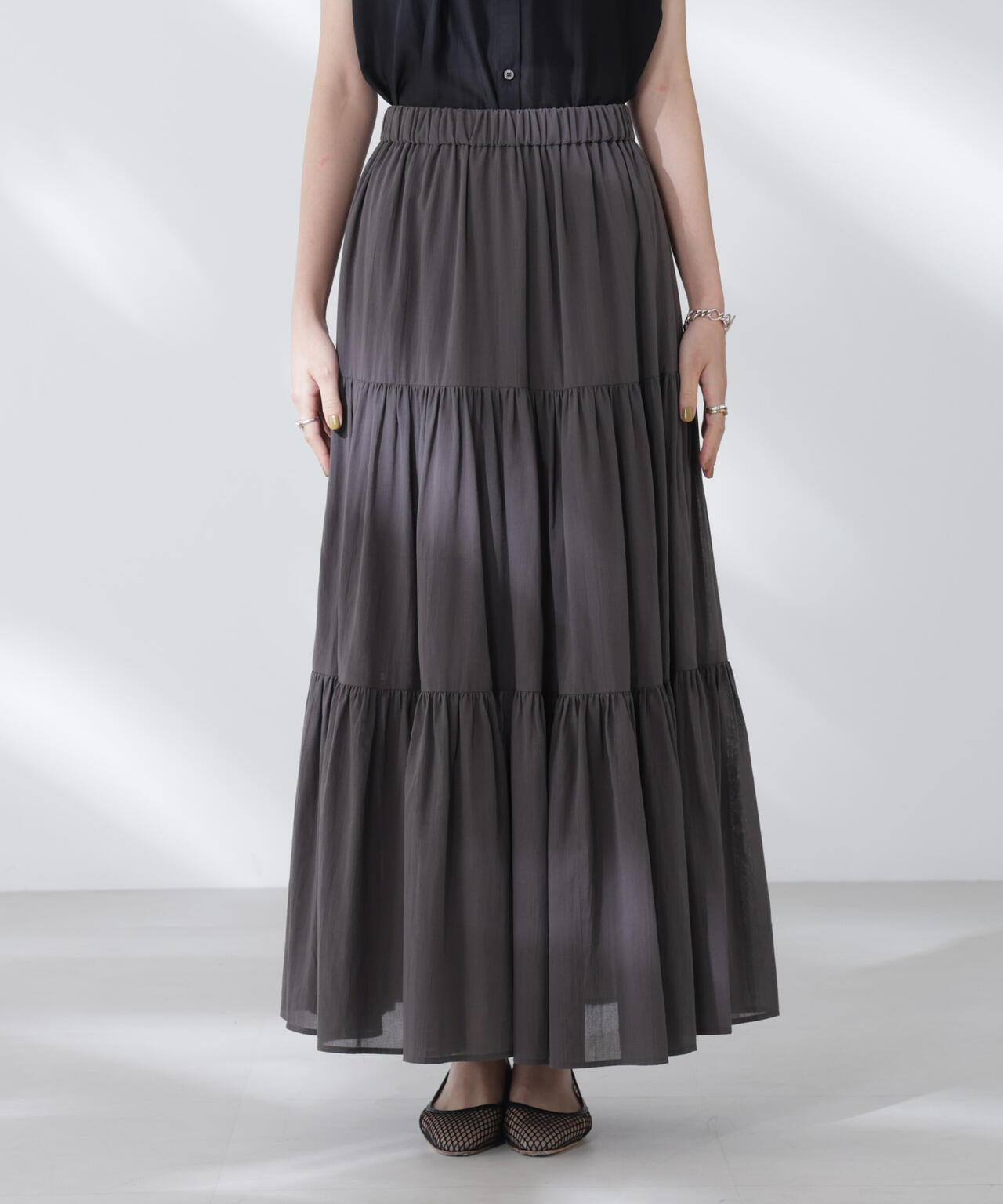 コットンシフォンティアードスカート