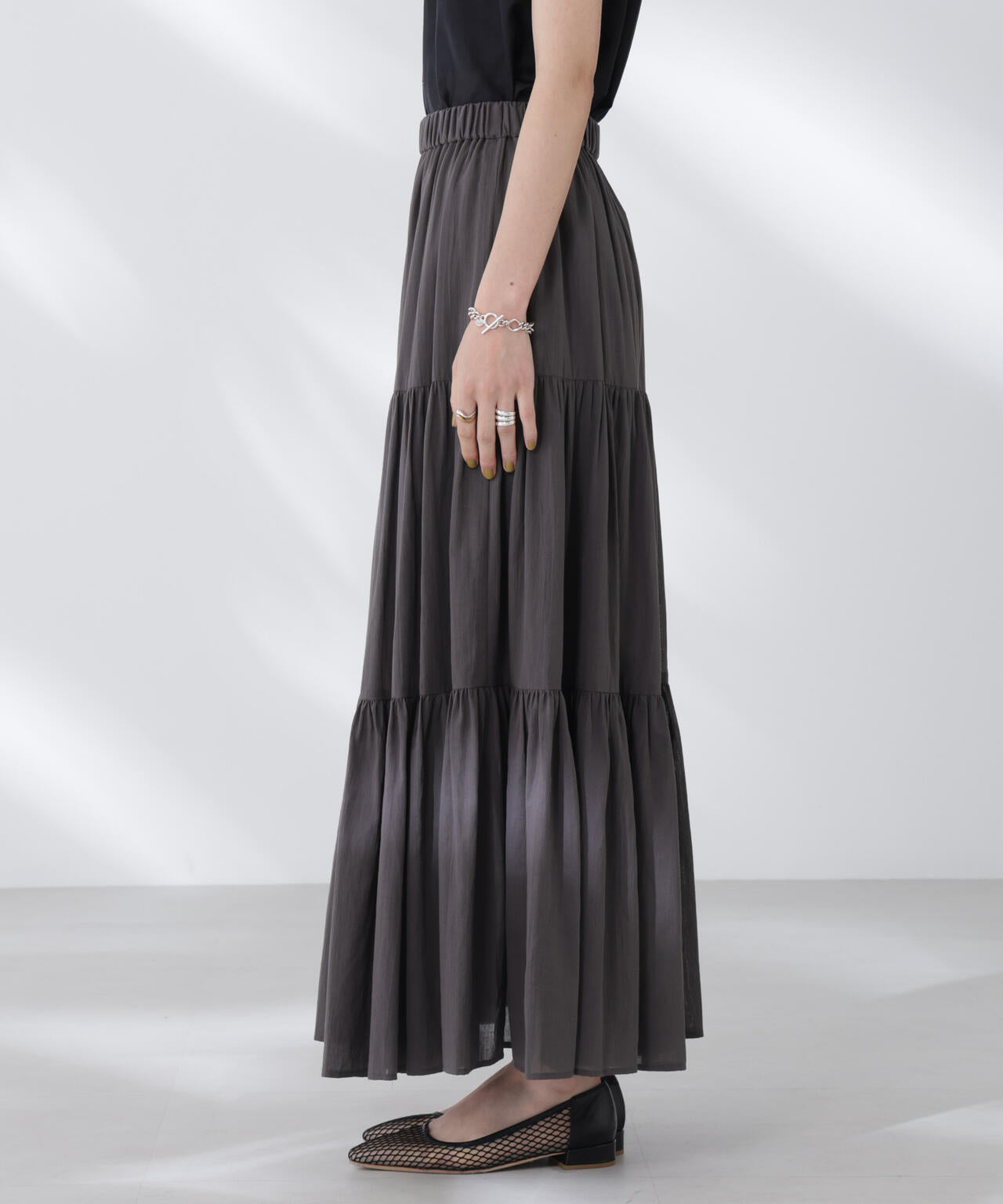 コットンシフォンティアードスカート