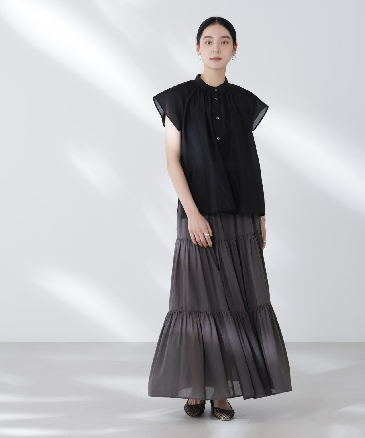 コットンシフォンティアードスカート