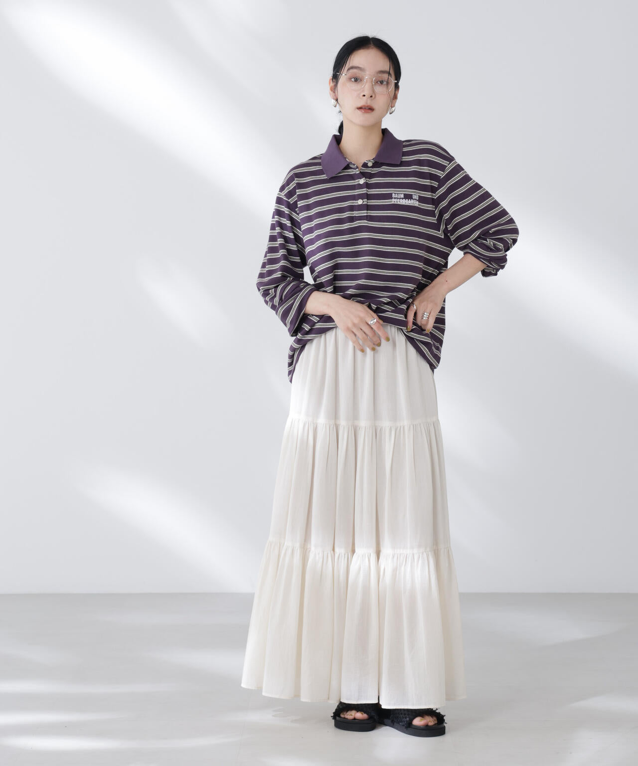 コットンシフォンティアードスカート