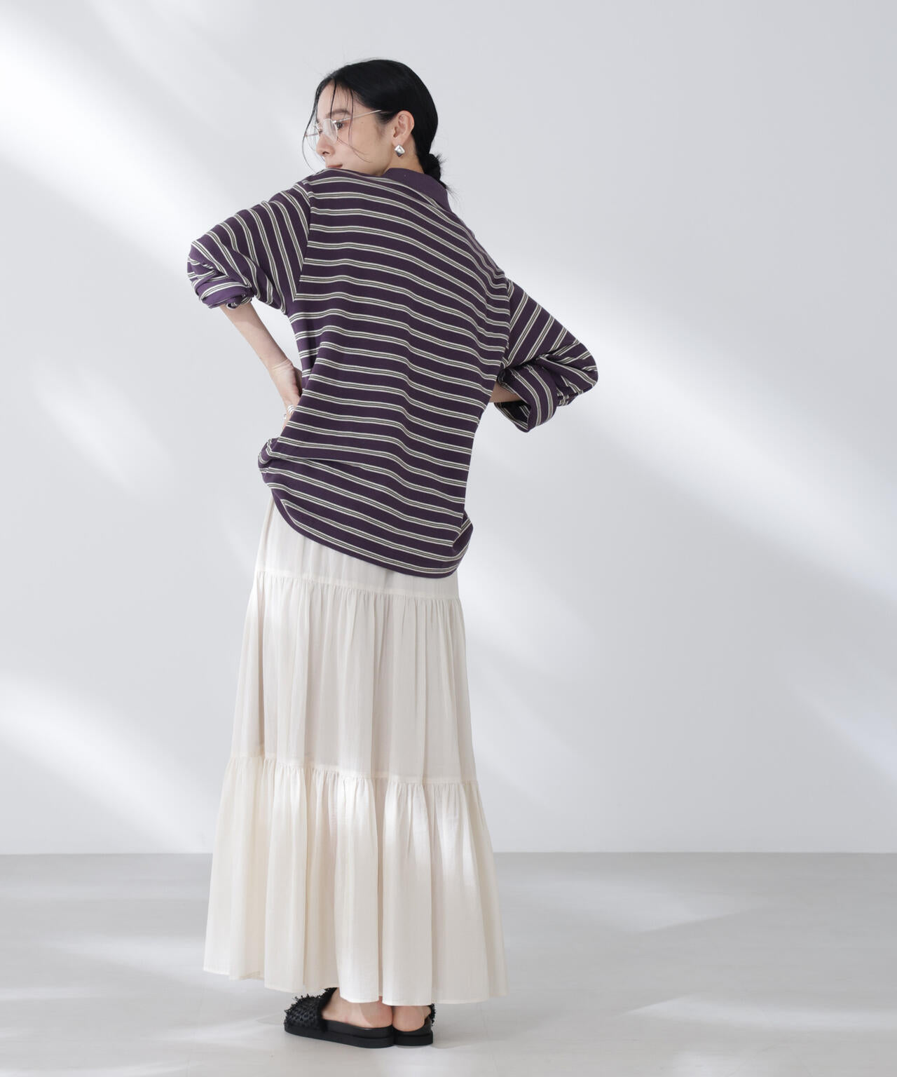 コットンシフォンティアードスカート