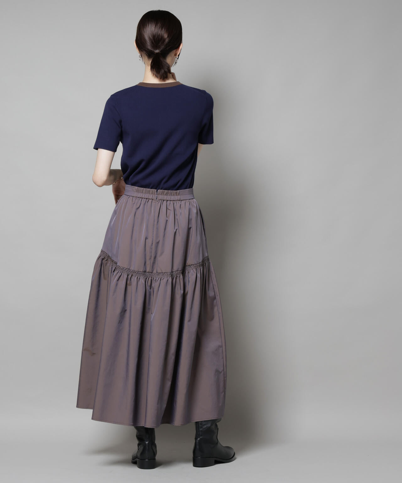 シャンブレータフタティアードギャザースカート