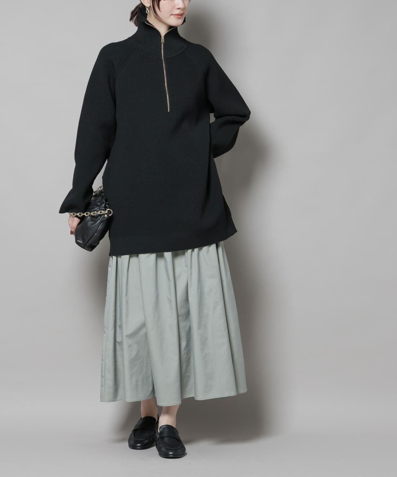 シャンブレータフタティアードギャザースカート